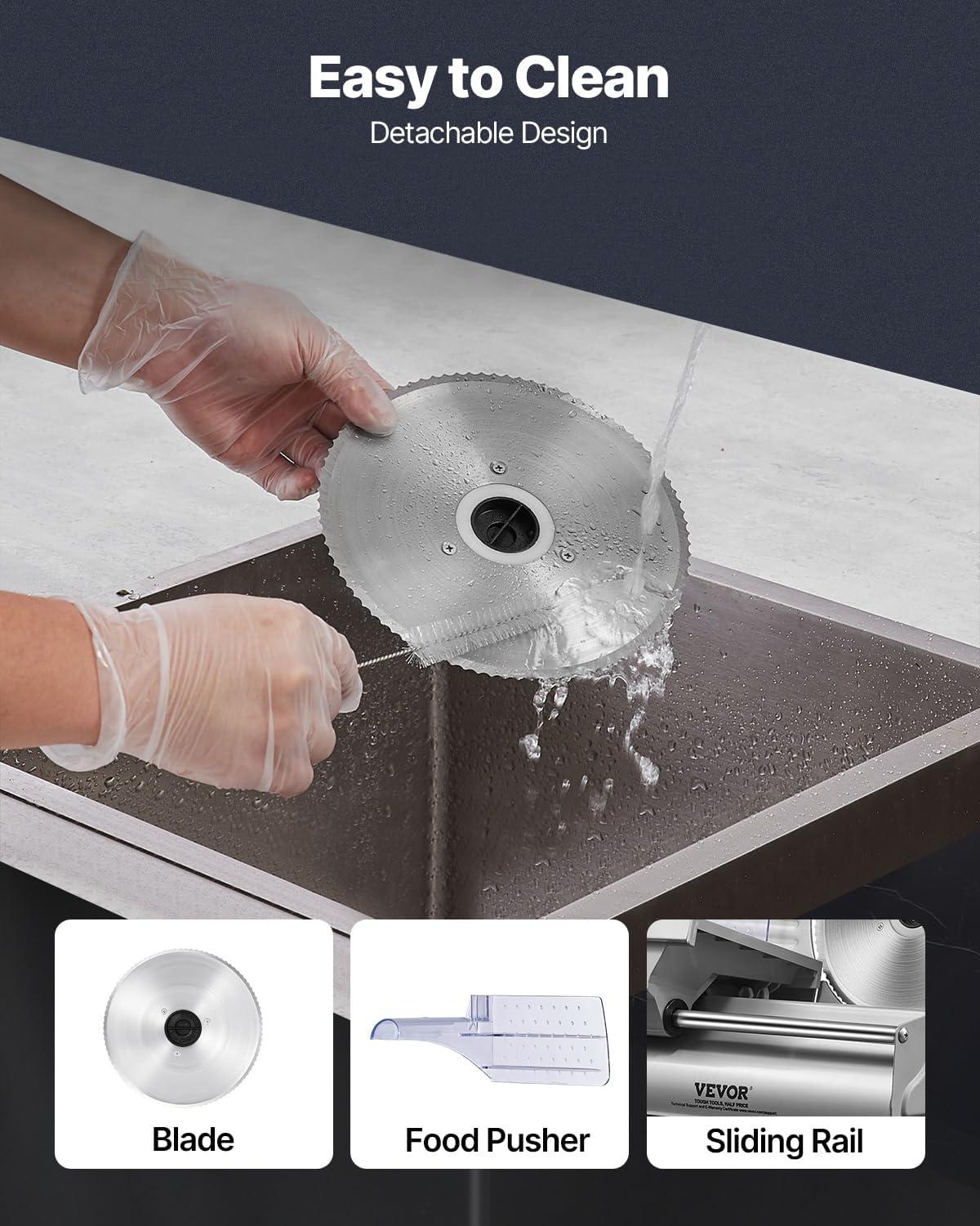 VEVOR Meat Slicer, 7.5 inch Electric Deli Food Slicer, 180W Meat Cutter with a Premium SUS420 Blade, 0-0.6 inch Adjustable Thickness, Slicer Machine