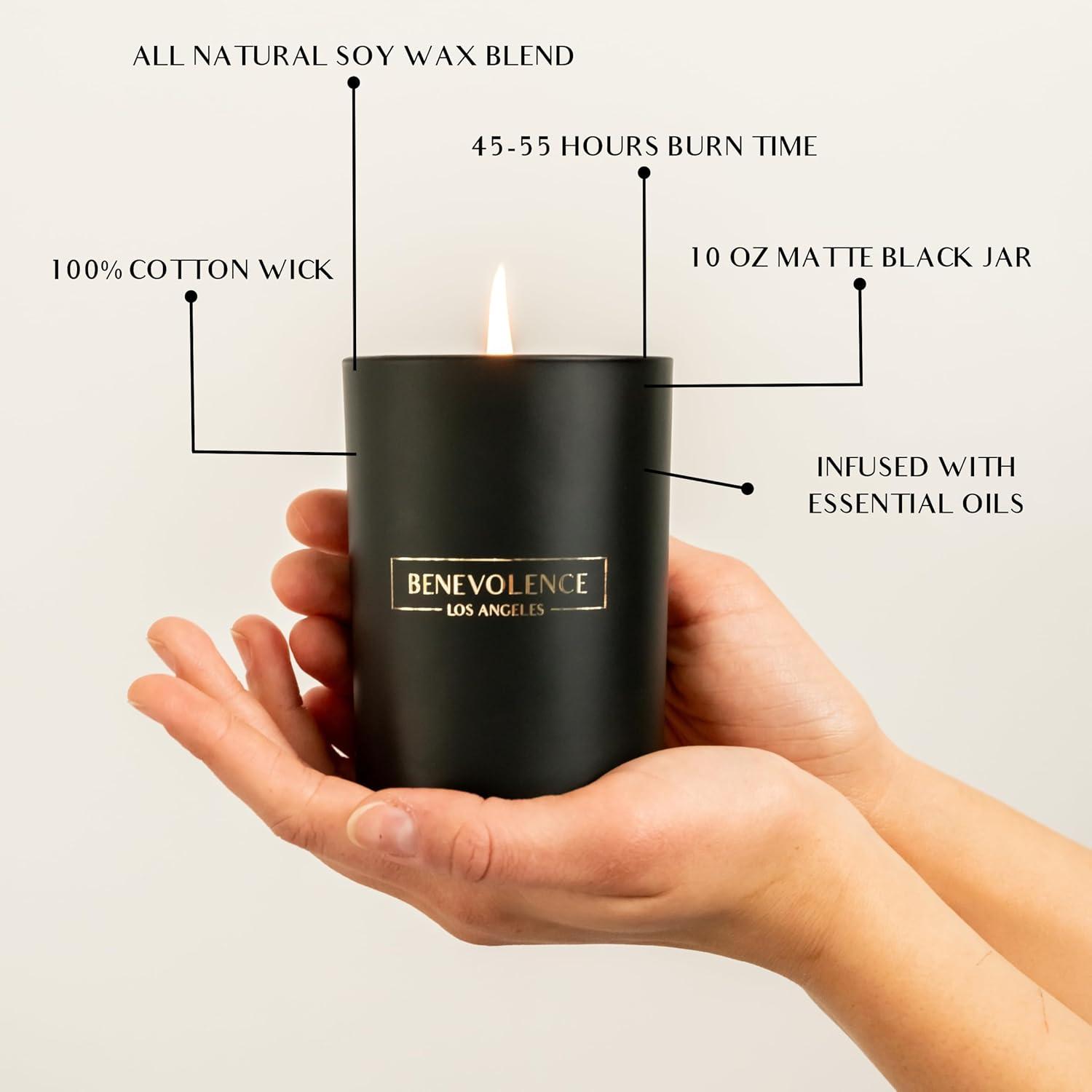 Benevolence LA  Black Wax  Scented Candle With Santal Scent- 10 oz
