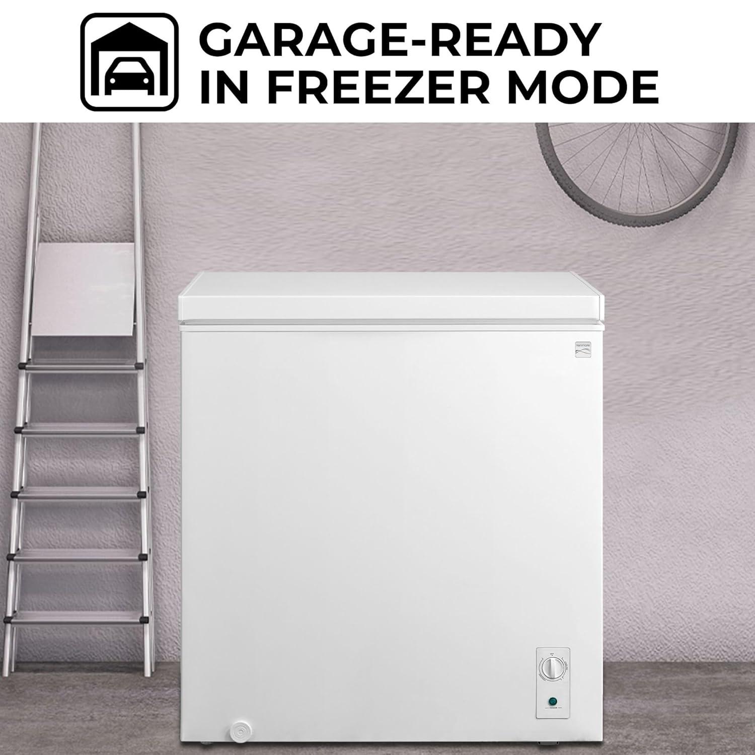 Compact White Convertible Refrigerator/Freezer with Stay-Open Lid