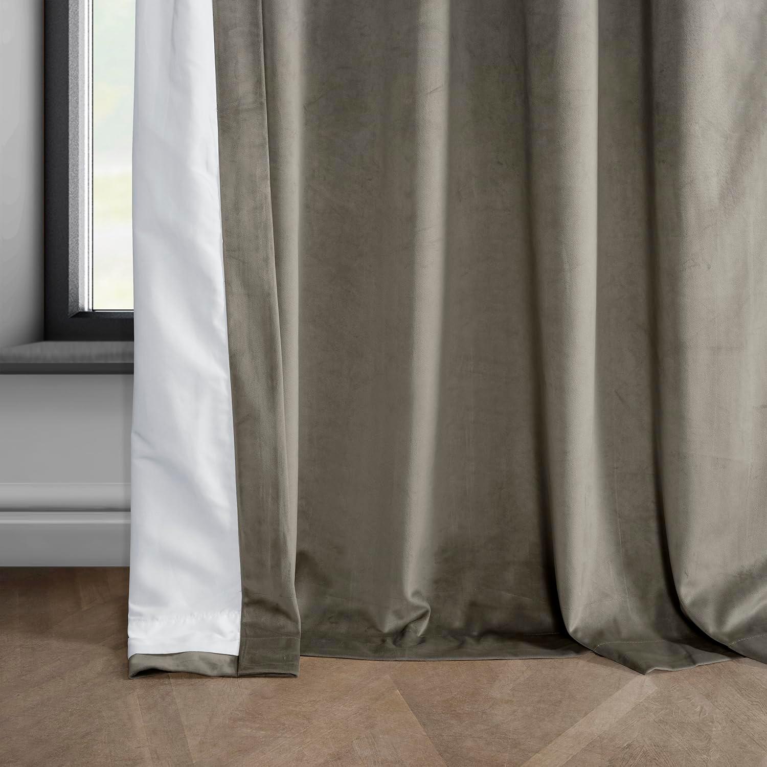 HPD Half Price Drapes Gallery Taupe Heritage Plush Velvet Room Darkening Curtains for Bedroom & Living Room Curtains (1 Panel), Window Curtains 84 inches long, Rod Pocket Curtains & Drapes,50W X 84L