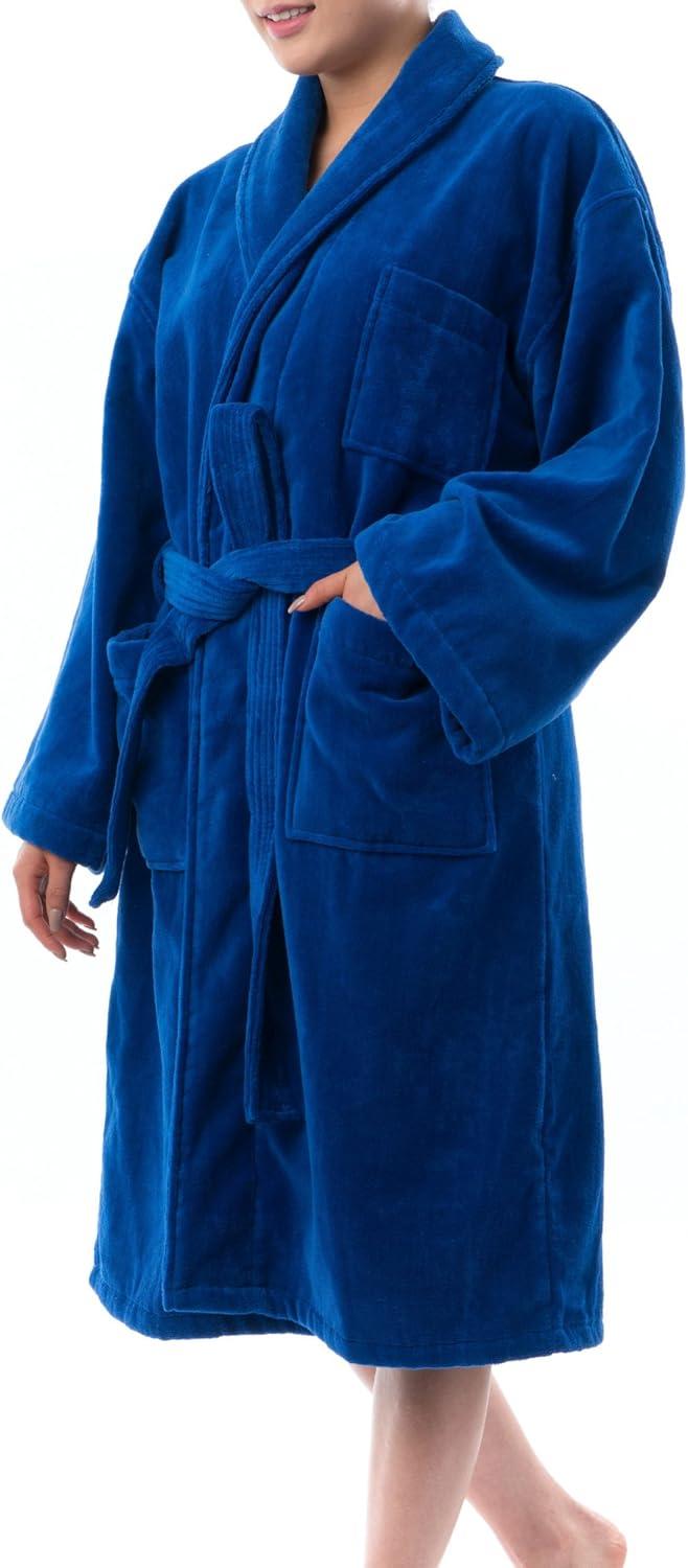 Alpine Swiss Blair Womens Cotton Terry Cloth Bathrobe Shawl Collar Velour Spa Robe BLU SM