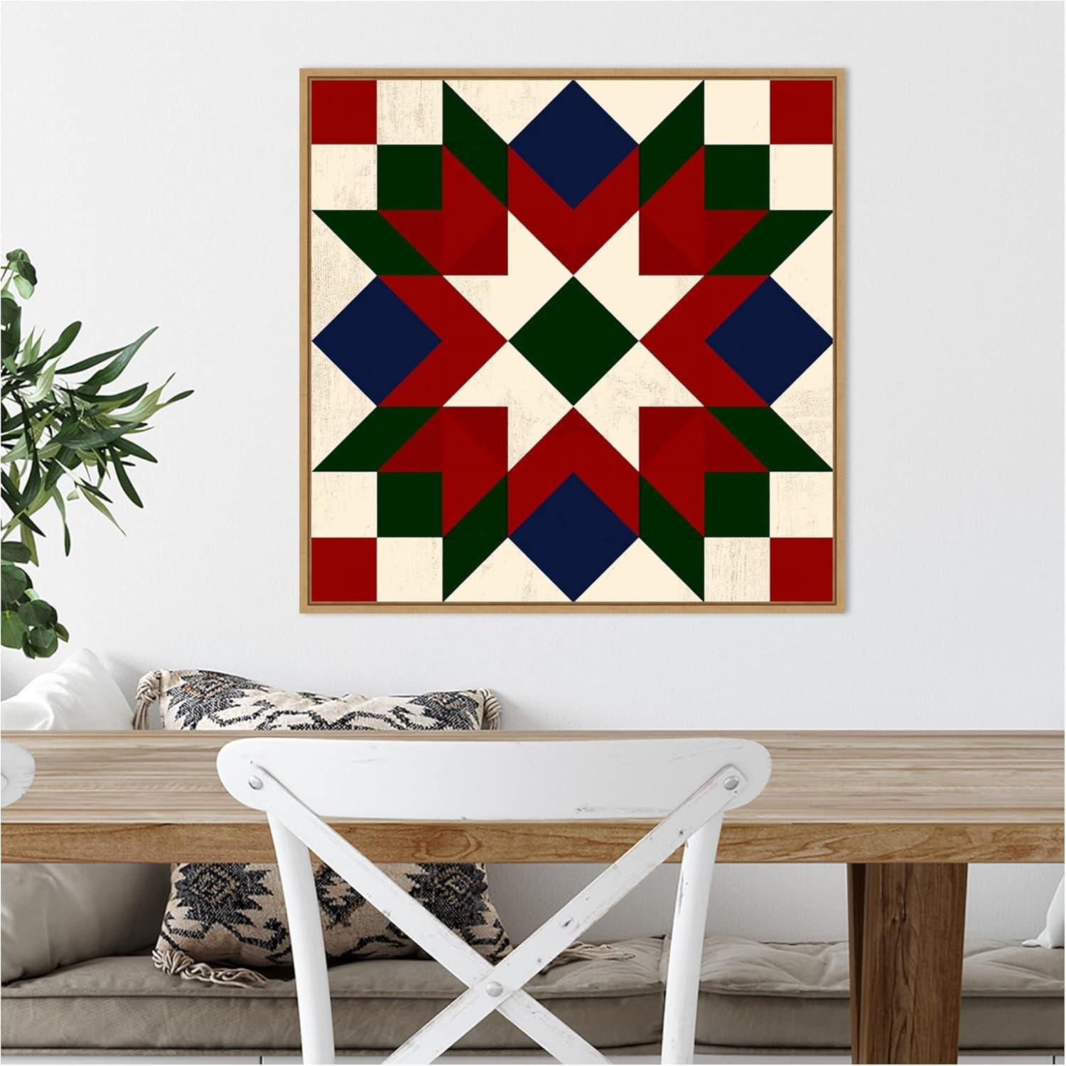 Amanti Art Christmas Barn Quilt IV by Victoria Barnes Framed Canvas Wall Art