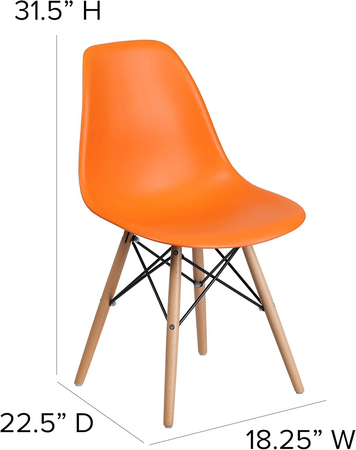 Flash Furniture Elon Series Plastic Chair with Wooden Legs for Versatile Kitchen, Dining Room, Living Room, Library or Desk Use