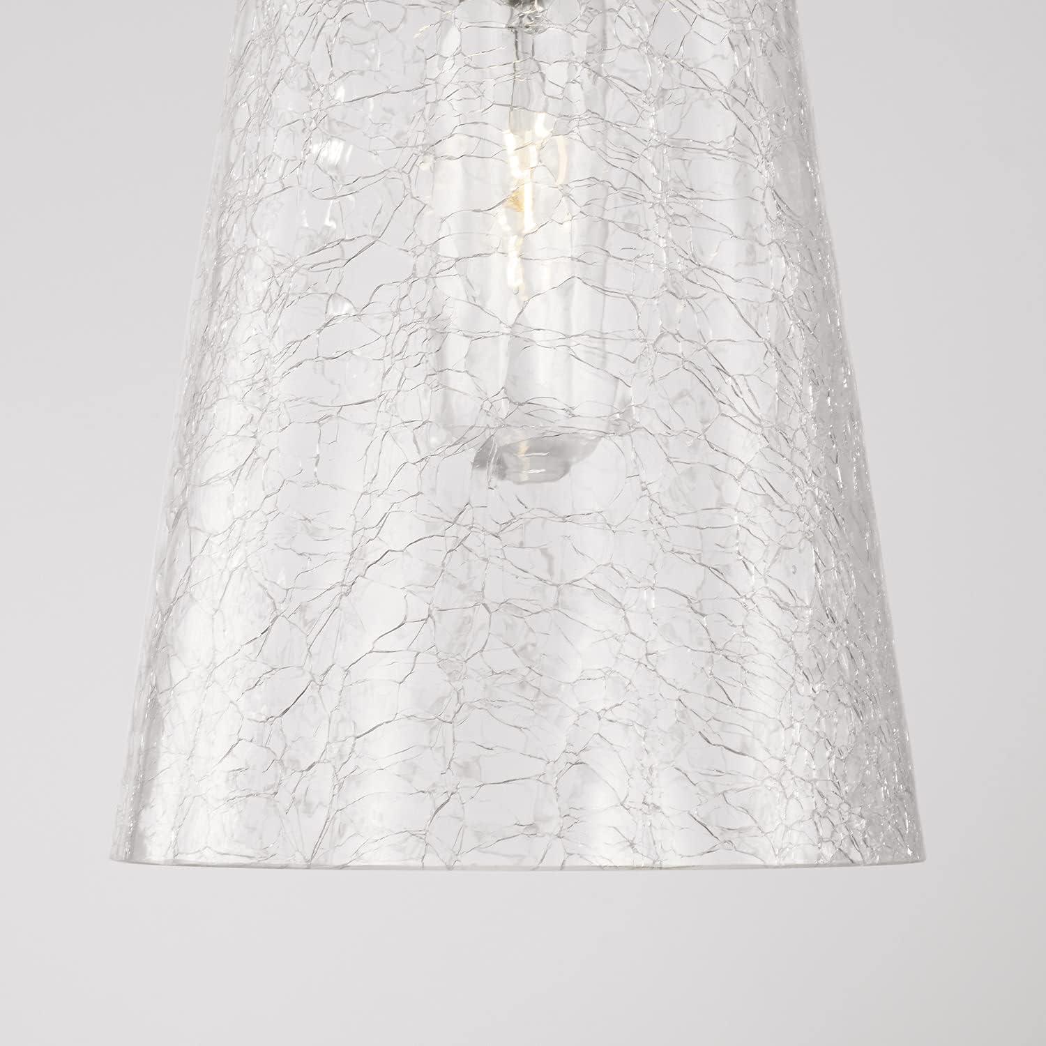 Mila Aged Brass Pendant with Clear Half-Crackle Glass Shade