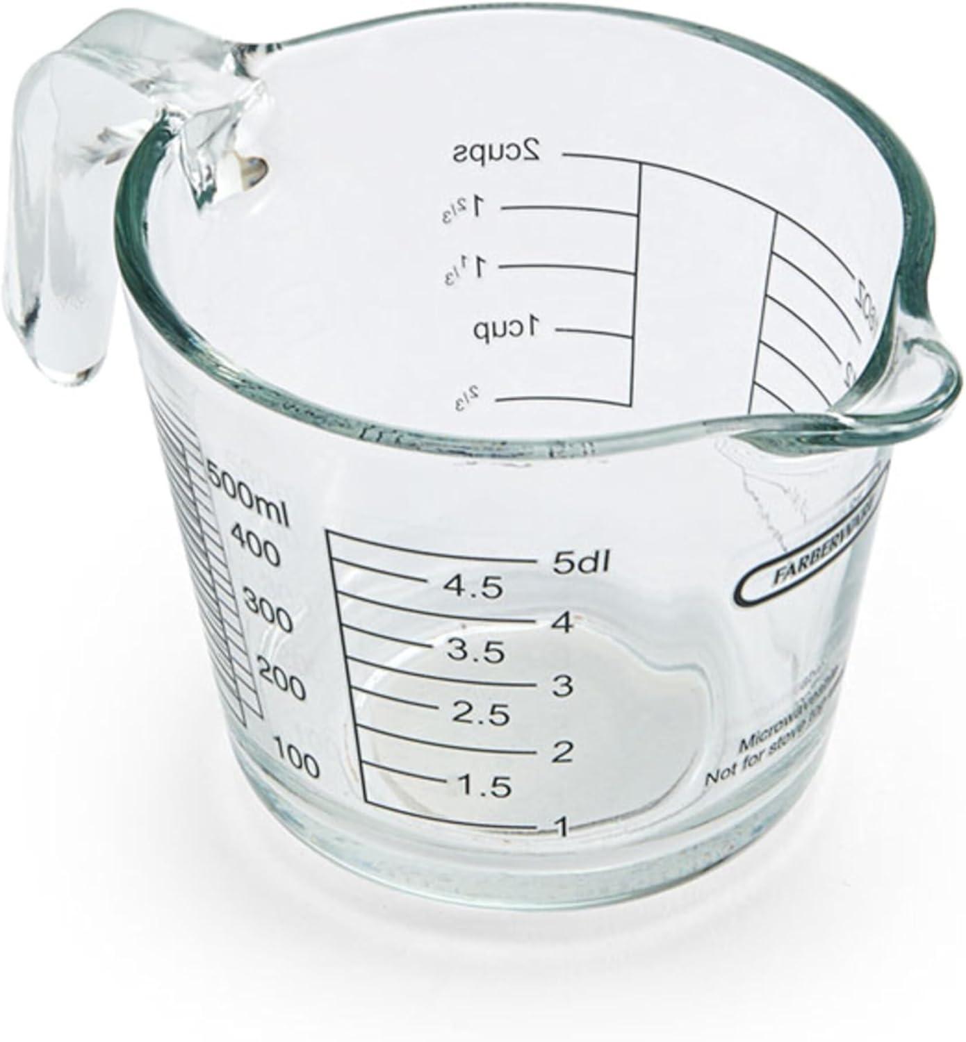 Clear Borosilicate Glass 2-Cup Measuring Cup with Easy Grip Handle