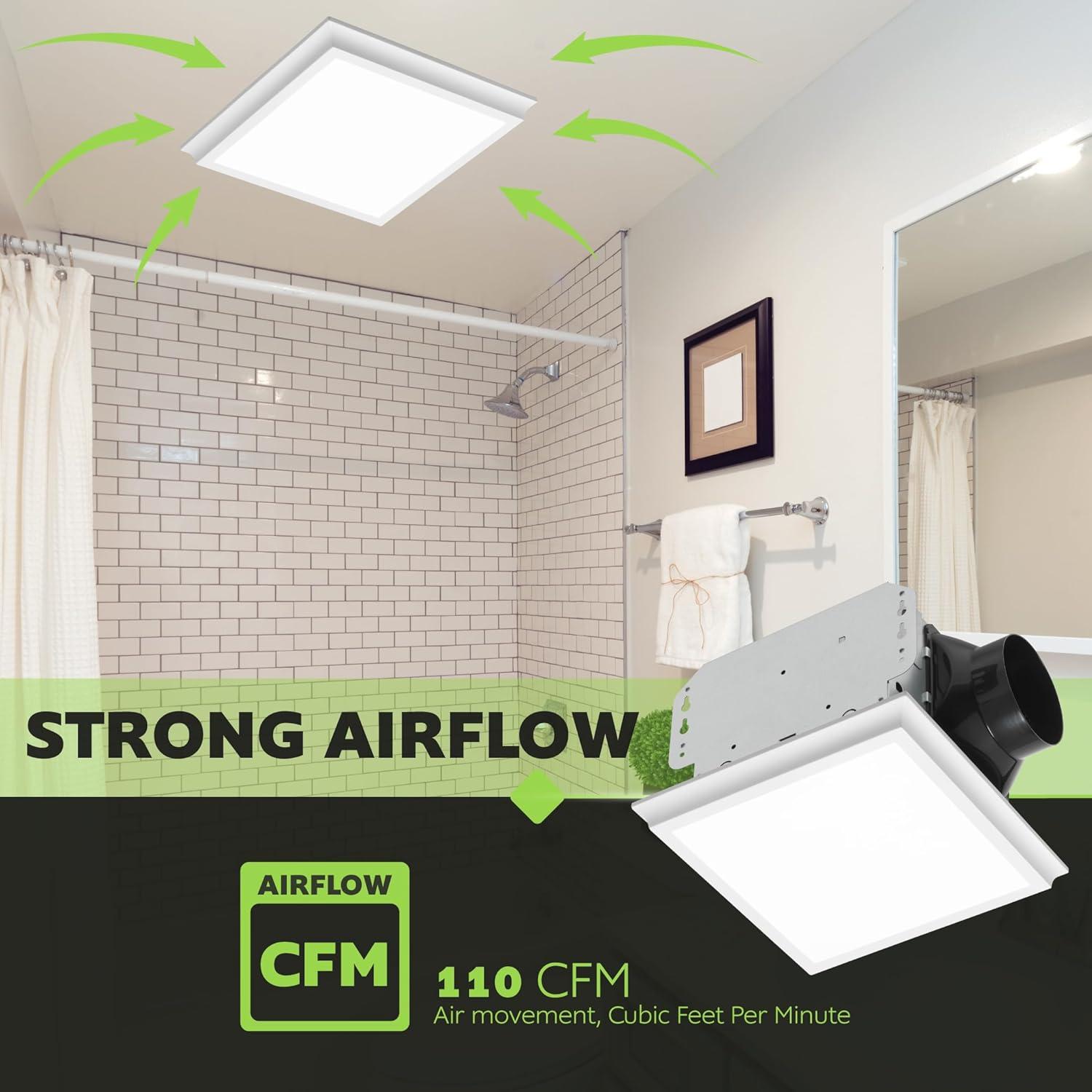 New Homewerks 110 CFM 2 Sones Bathroom Ventilation Exhaust Fan with Dimmable LED Light