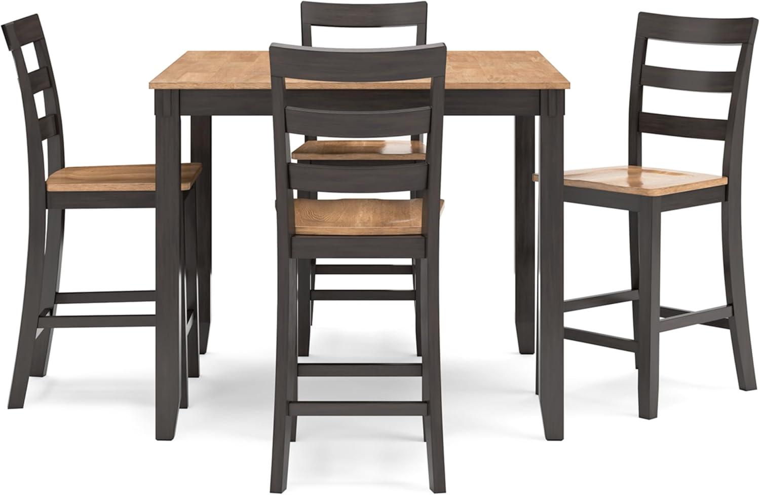 Light Brown and Dark Brown Counter Height Dining Set with 4 Chairs