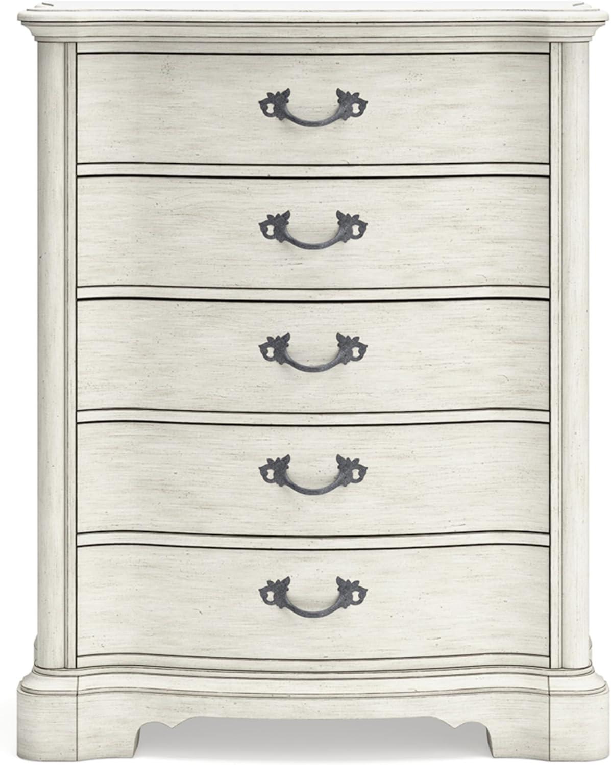 White Traditional 5-Drawer Chest with Dovetail Drawer