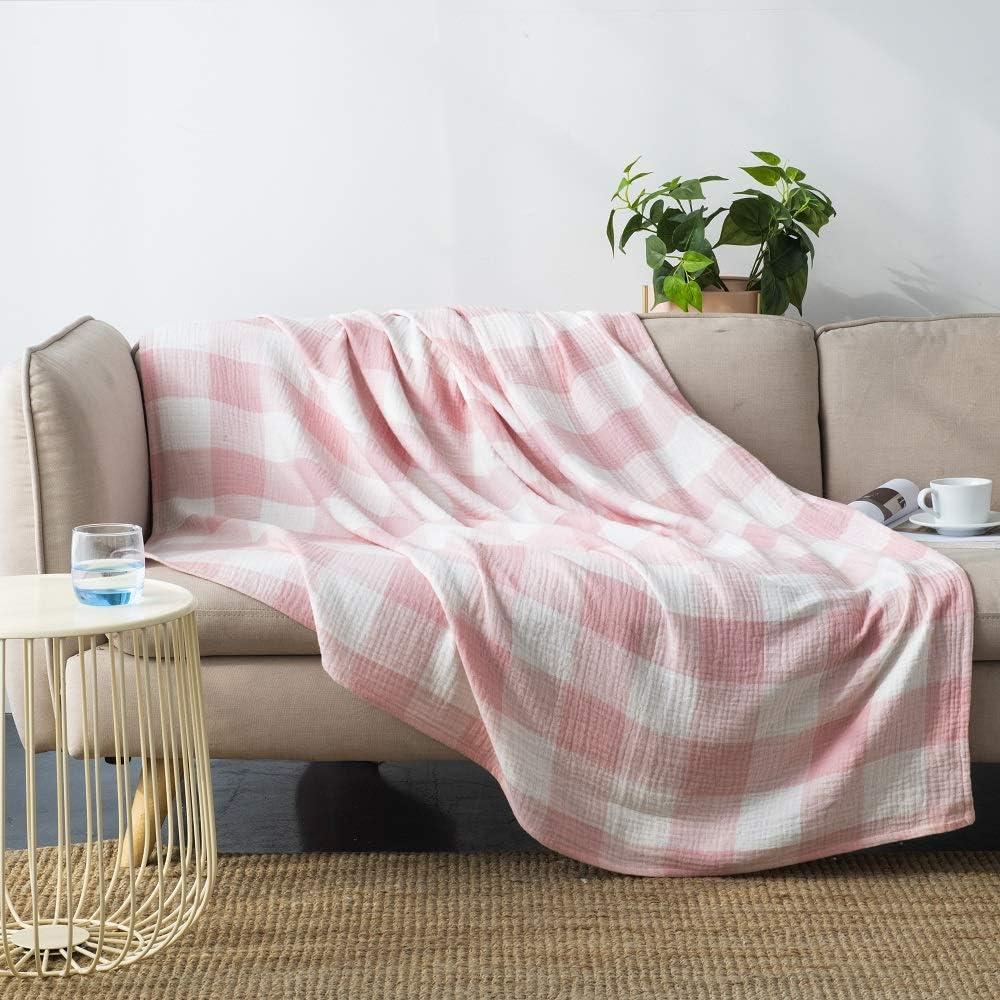 100% Cotton 4 Layers Muslin Gauze Throw Blanket