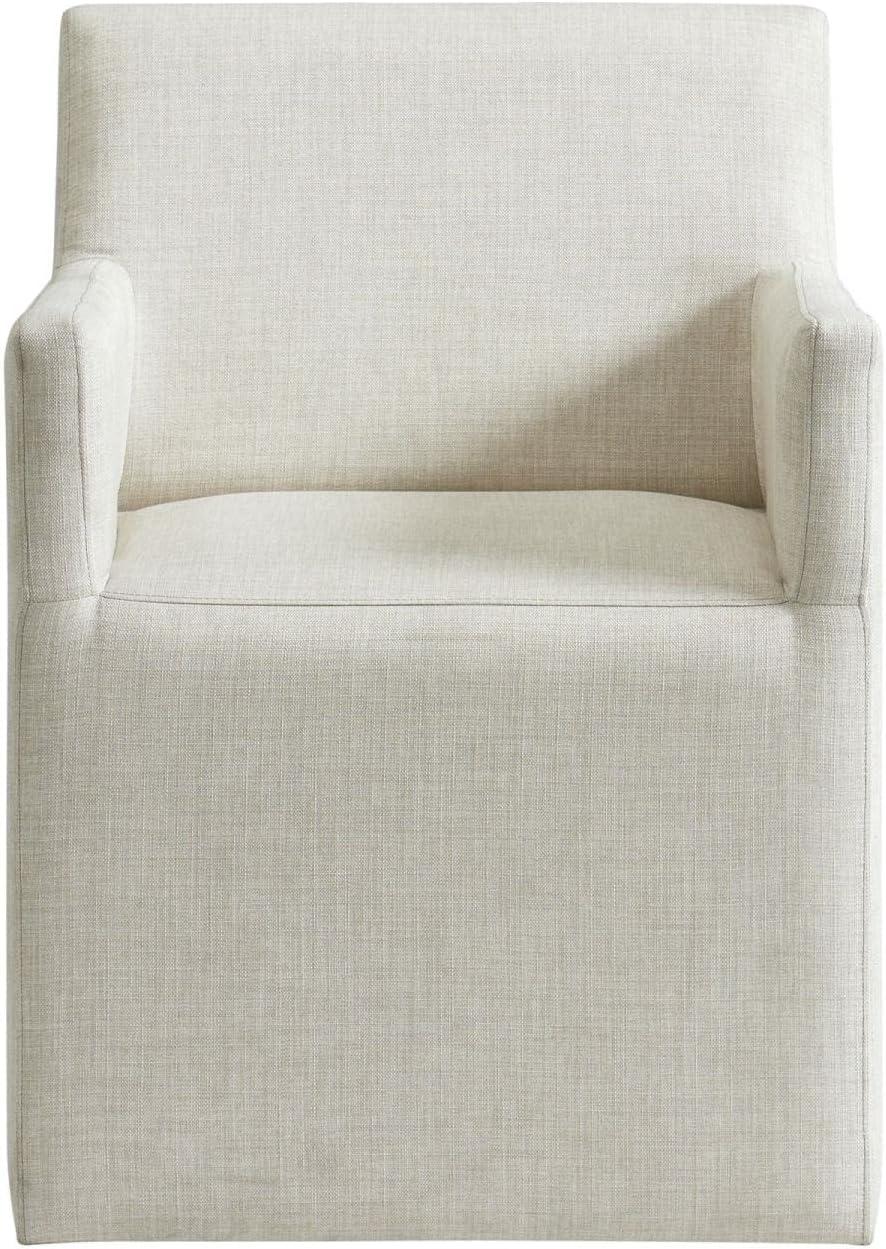 Transitional Gray Upholstered Wood Arm Chair with Casters