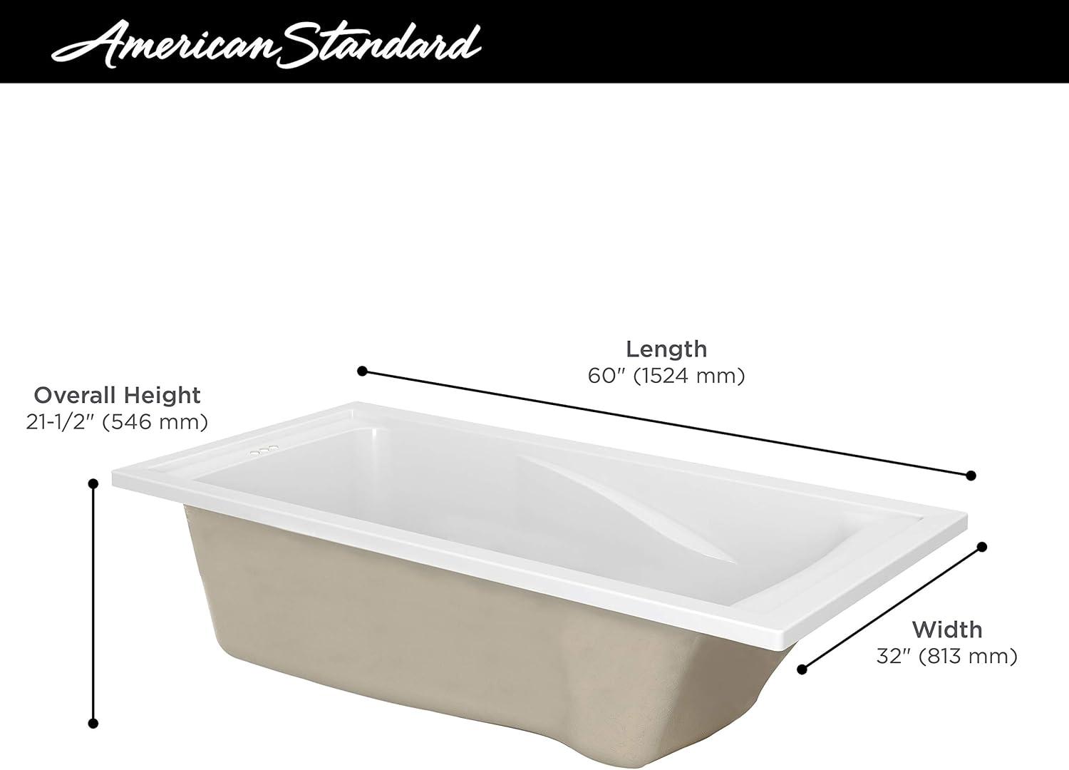 Evolution 60'' x 32'' Drop-In Soaking Fiberglass Bathtub