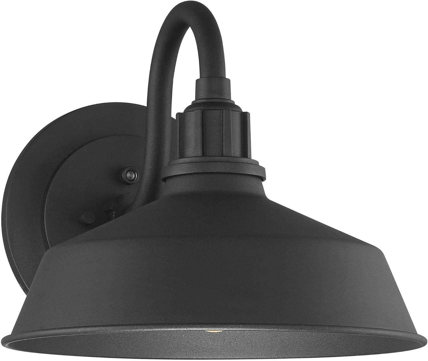 Franklin Iron Works Arnett Rustic Farmhouse Outdoor Barn Light Fixture Black Dusk to Dawn Gooseneck 10 1/2" for Post Exterior Barn Deck House Porch