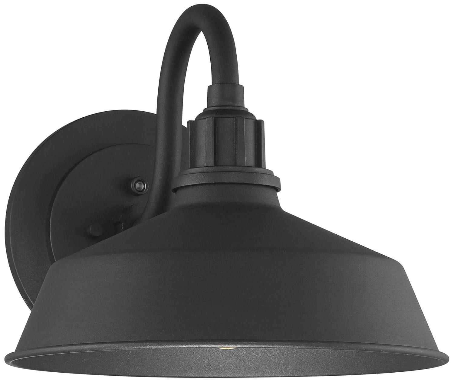 Franklin Iron Works Arnett Rustic Farmhouse Outdoor Barn Light Fixture Black Dusk to Dawn Gooseneck 10 1/2" for Post Exterior Barn Deck House Porch