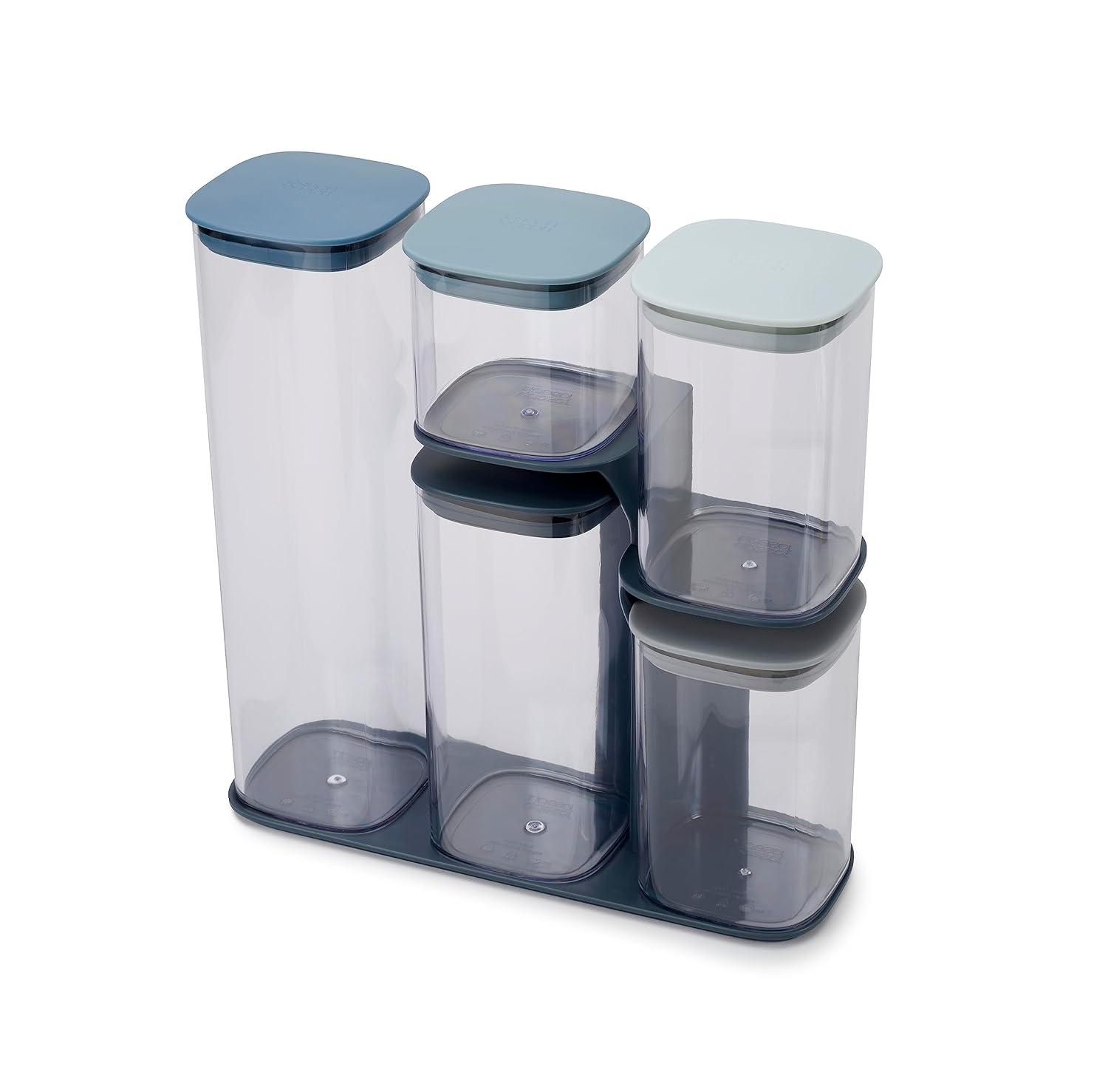 Joseph Joseph Podium 10pc Storage Container Set - Sky: Airtight, Stackable, Food Storage Canisters, 2-Year Warranty