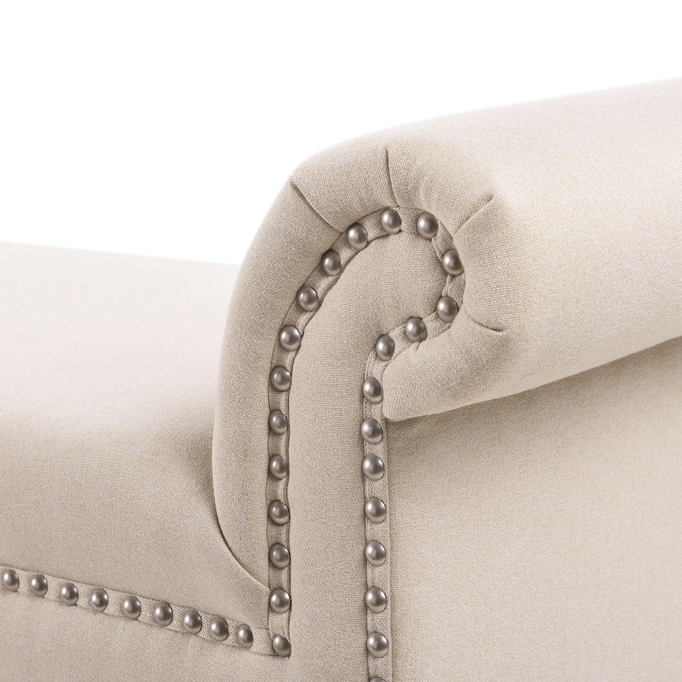 Kathy Roll Arm Entryway Accent Bench Sky Neutral