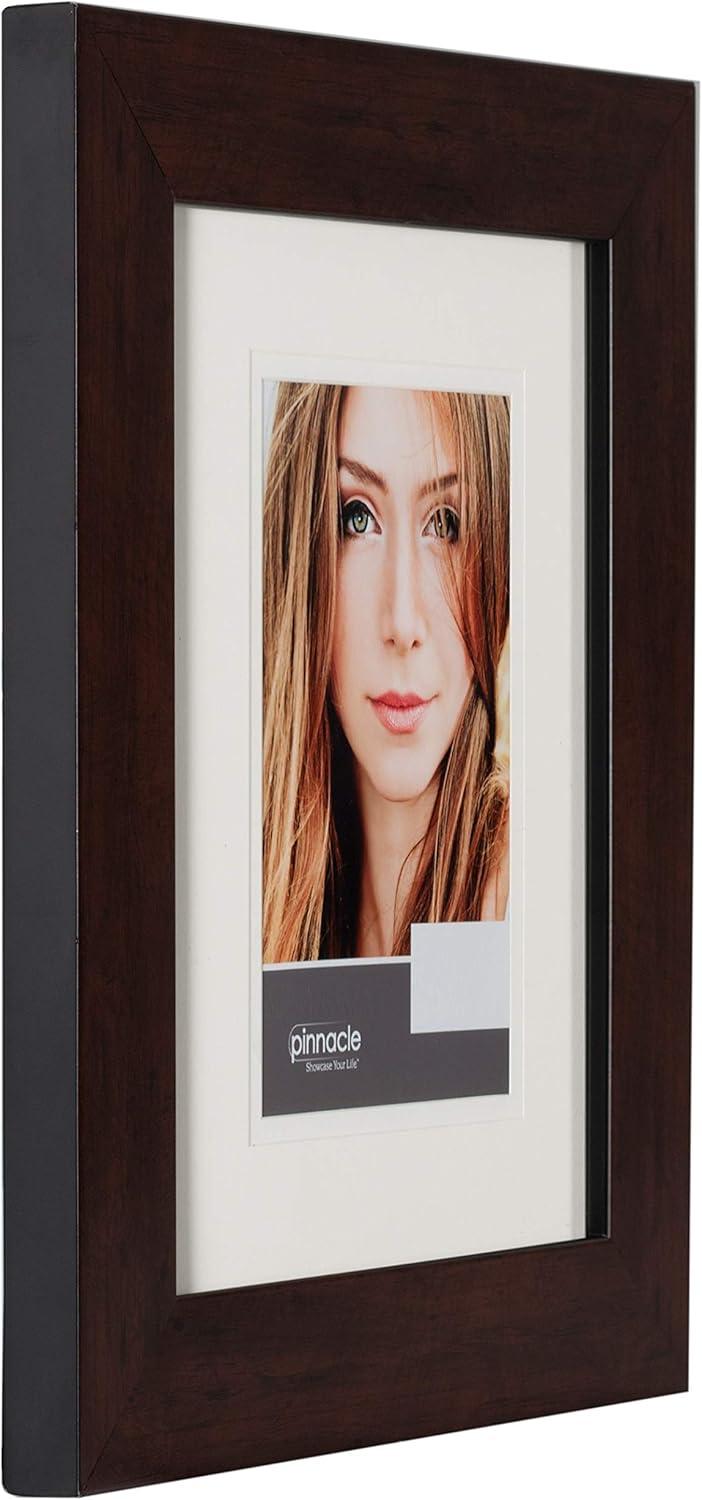 Gallery Solutions 14"x18" Walnut Picture Frame: Double Mat, Glass, Wood, Wall Mount, 10"x13" Photo Display