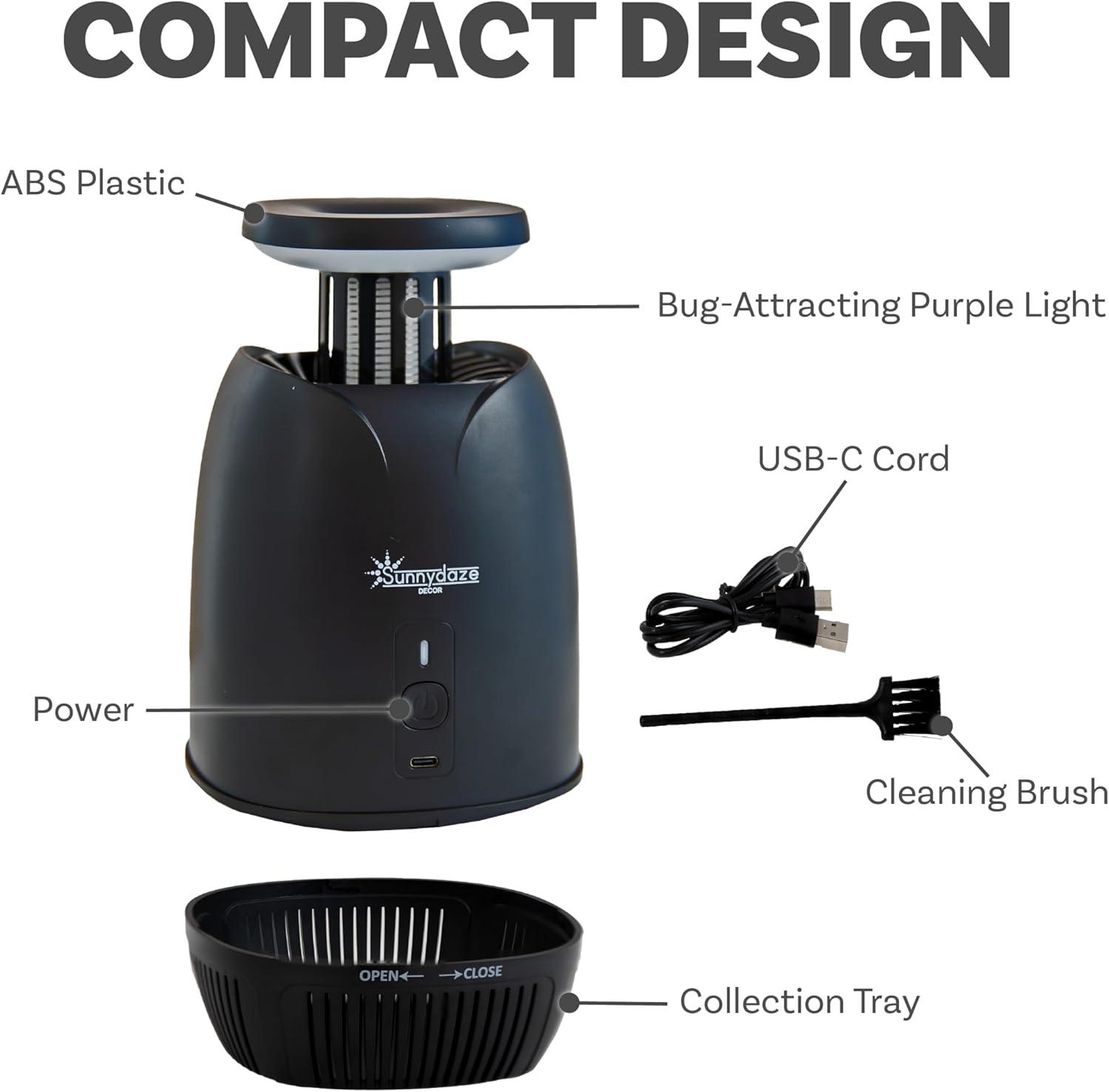 SunnyDaze Decor Tabletop Bug Zapper with Violet Light and Built-In Fan