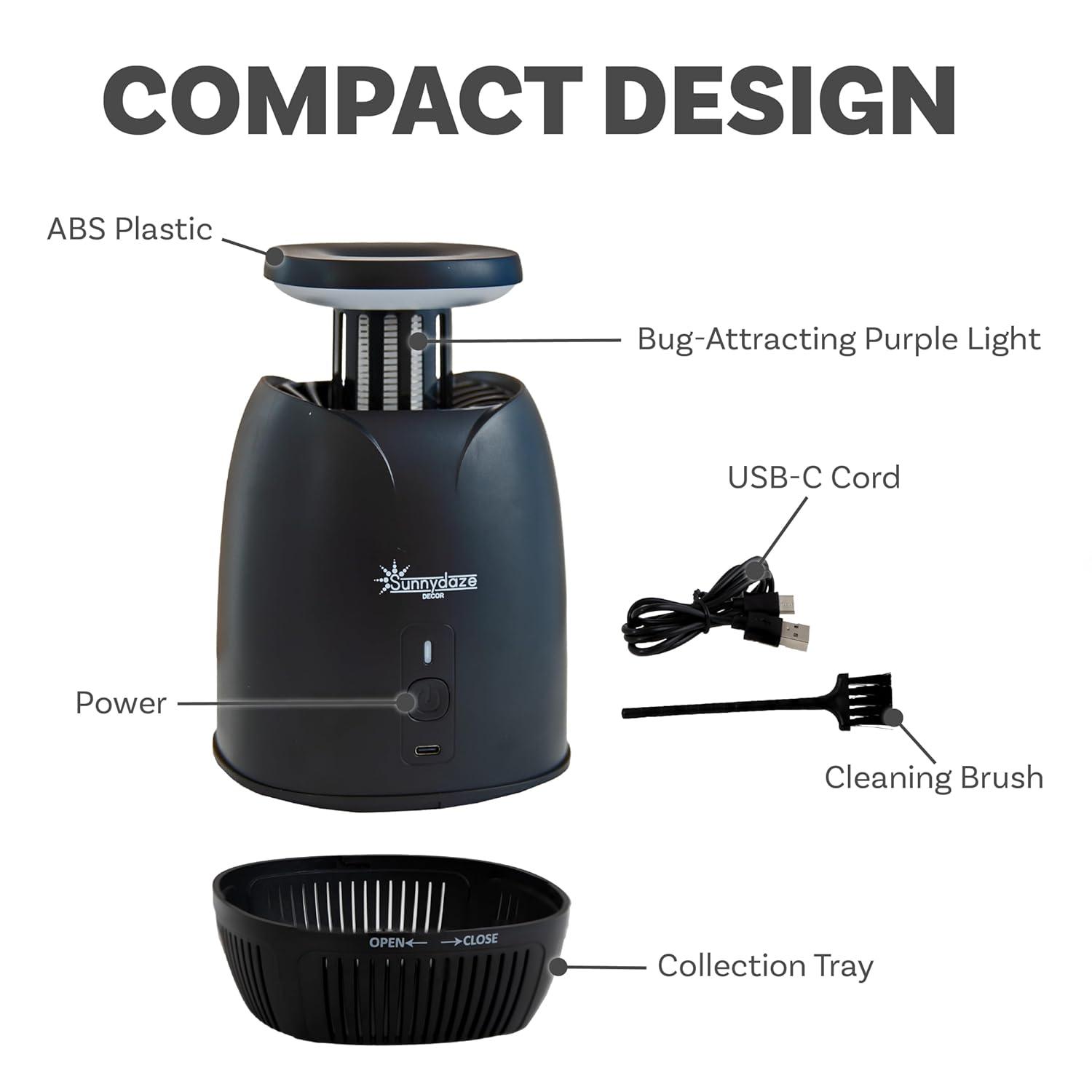 SunnyDaze Decor Tabletop Bug Zapper with Violet Light and Built-In Fan