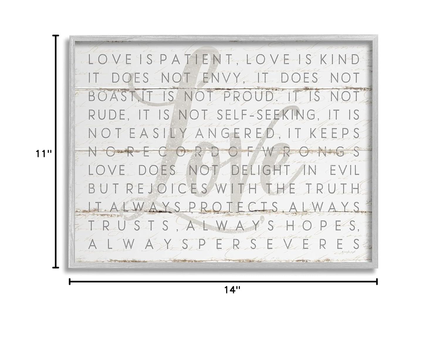 The Stupell Home Decor Love Is Patient Grey on White Planked Look Gray Framed Texturized Art