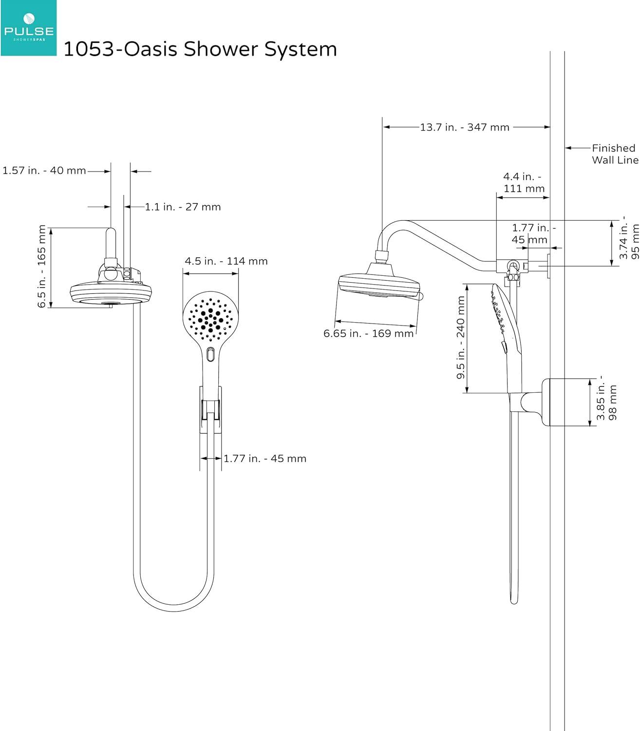 Brushed Nickel Multi-Function Handheld Rain Shower System