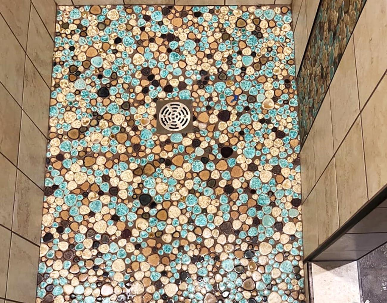 12" x 12" Porcelain Pebble Mosaic Wall & Floor Tile