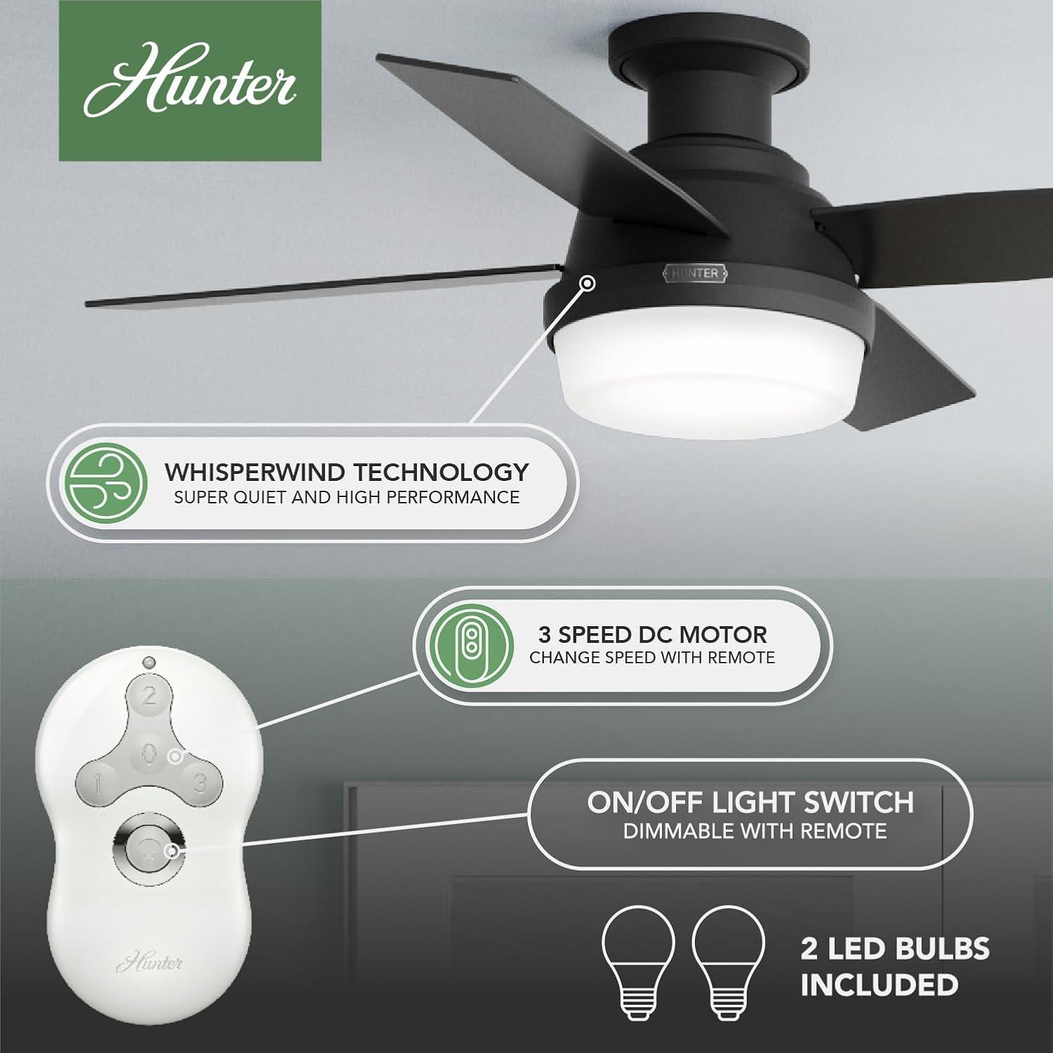 Dempsey Low Profile 44" 4 - Blade Flush Mount Ceiling Fan with Lights and Remote