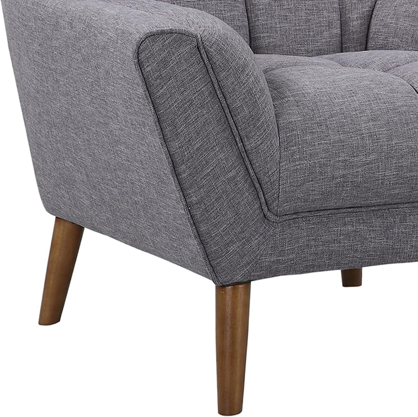 Cobra Blue/Gray Linen Sofa Chair Walnut Legs Tufted Back