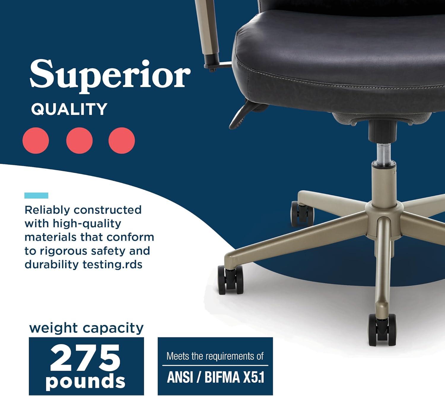 La-Z-Boy Baylor Bonded Leather Adjustable Ergonomic Executive Office Chair with Lumbar Support