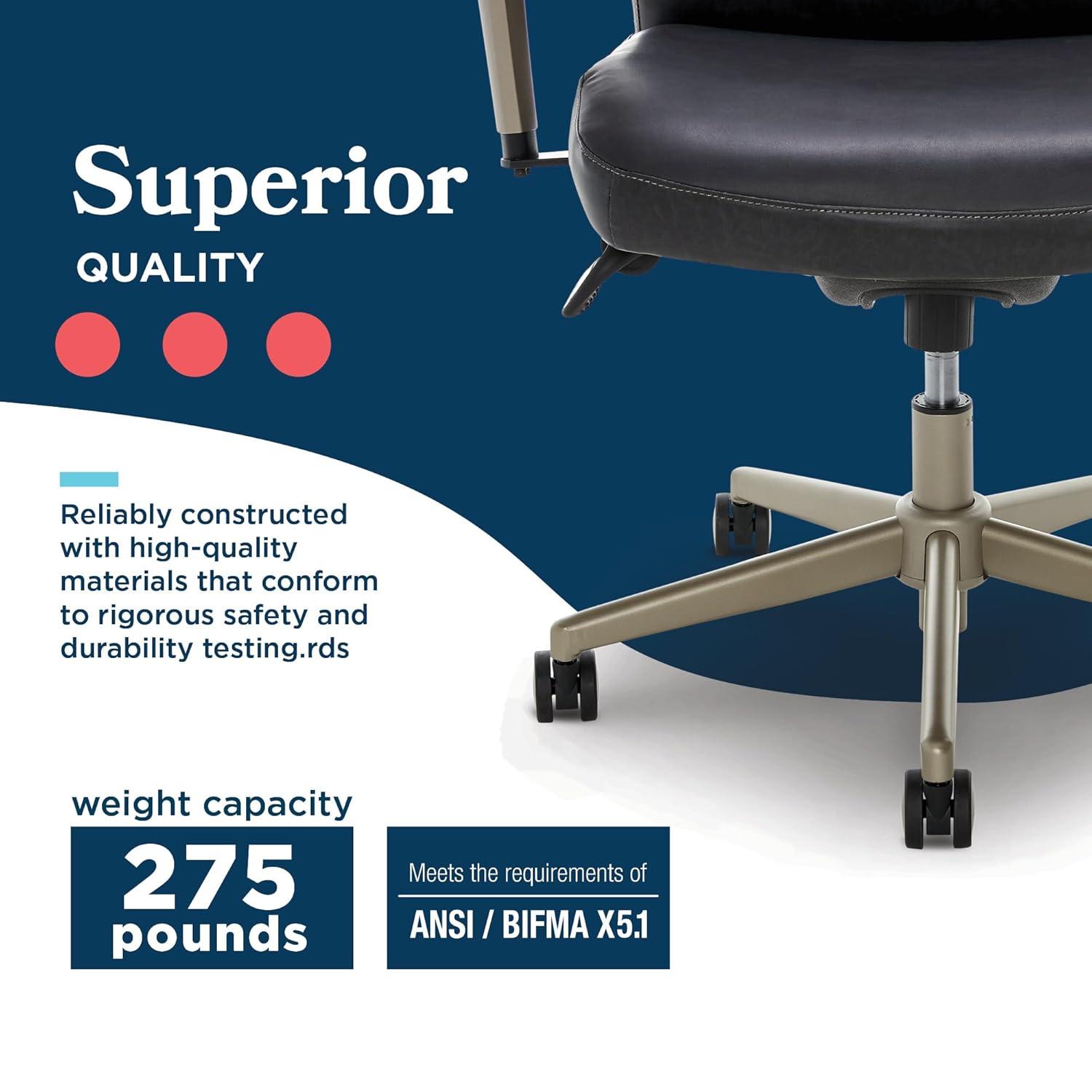 LZB Modern Baylor Executive Office Chair Black - La-Z-Boy: Ergonomic, Adjustable Arms, Cushioned
