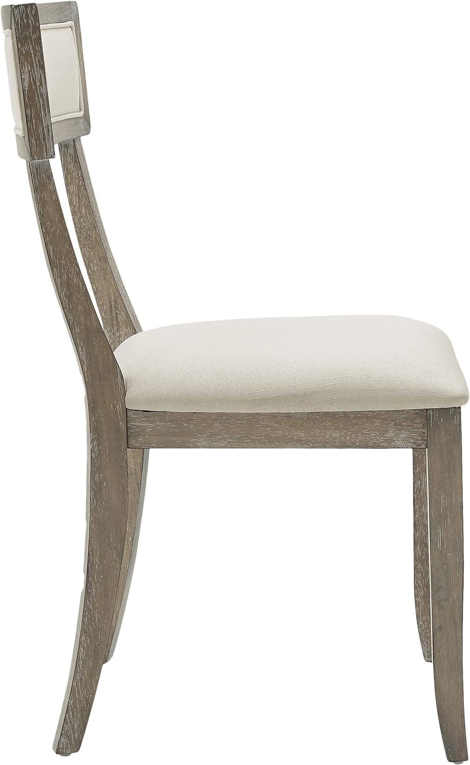 Alessia Rustic Graywash Upholstered Linen Arm Chair