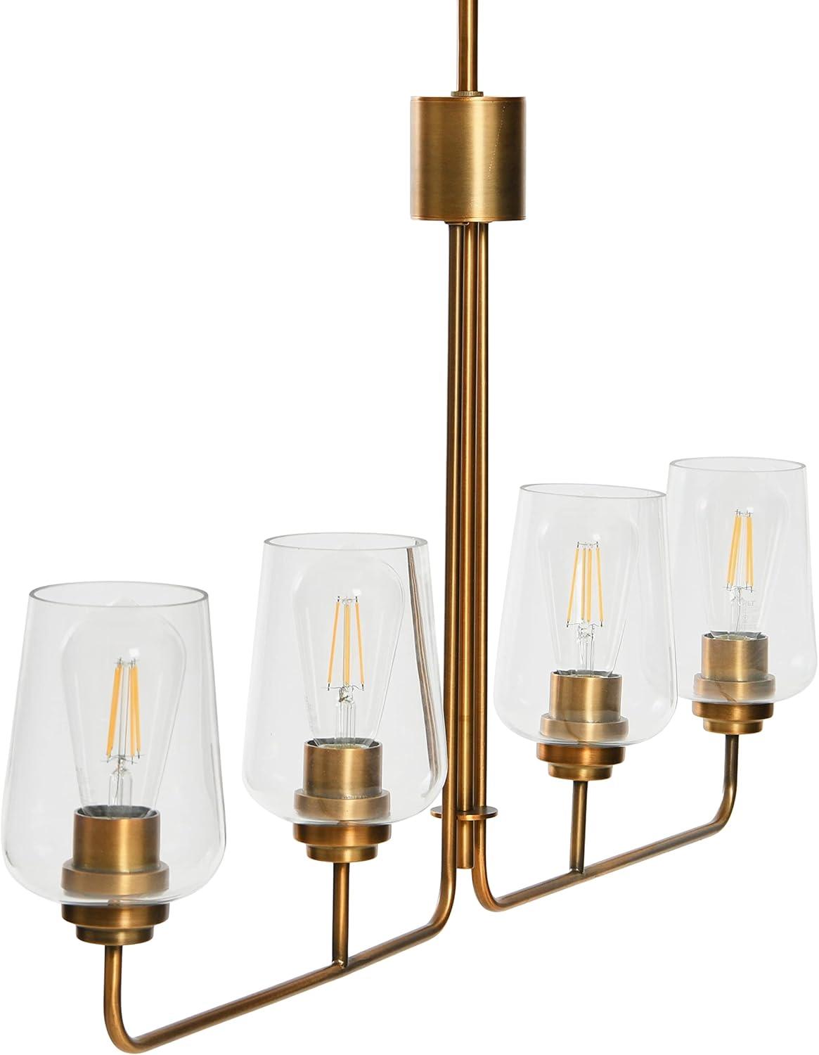 Storied Home Holden - Metal and Glass 4-Light Linear Chandelier, Brushed Bronze