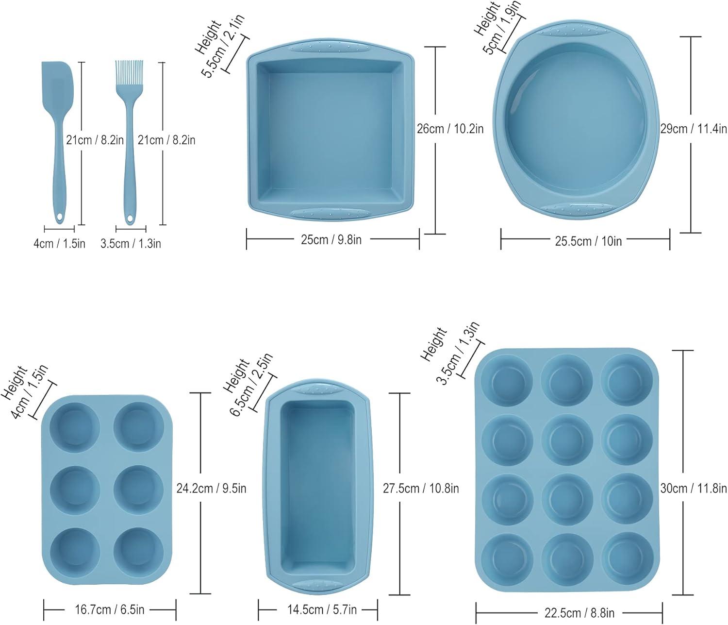 Economical 7-Piece Blue Silicone Nonstick Bakeware Set