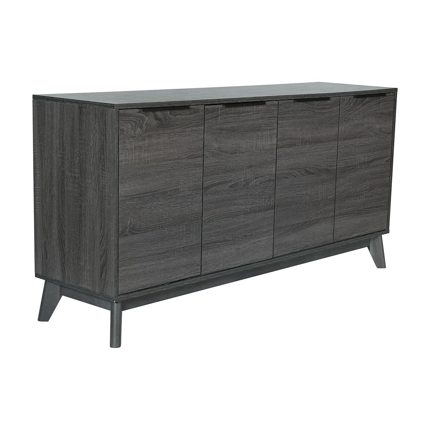 Flash Furniture 60" Buffet Cabinet with 4 Soft Close Doors and Adjustable Shelves - Black Wash
