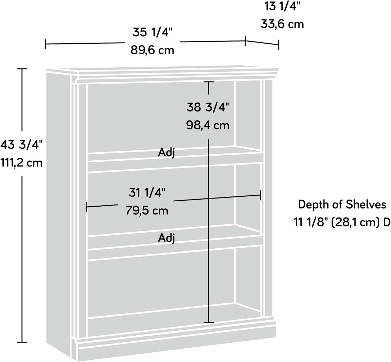 Adjustable Jamocha Wood 3-Shelf Bookcase in Black