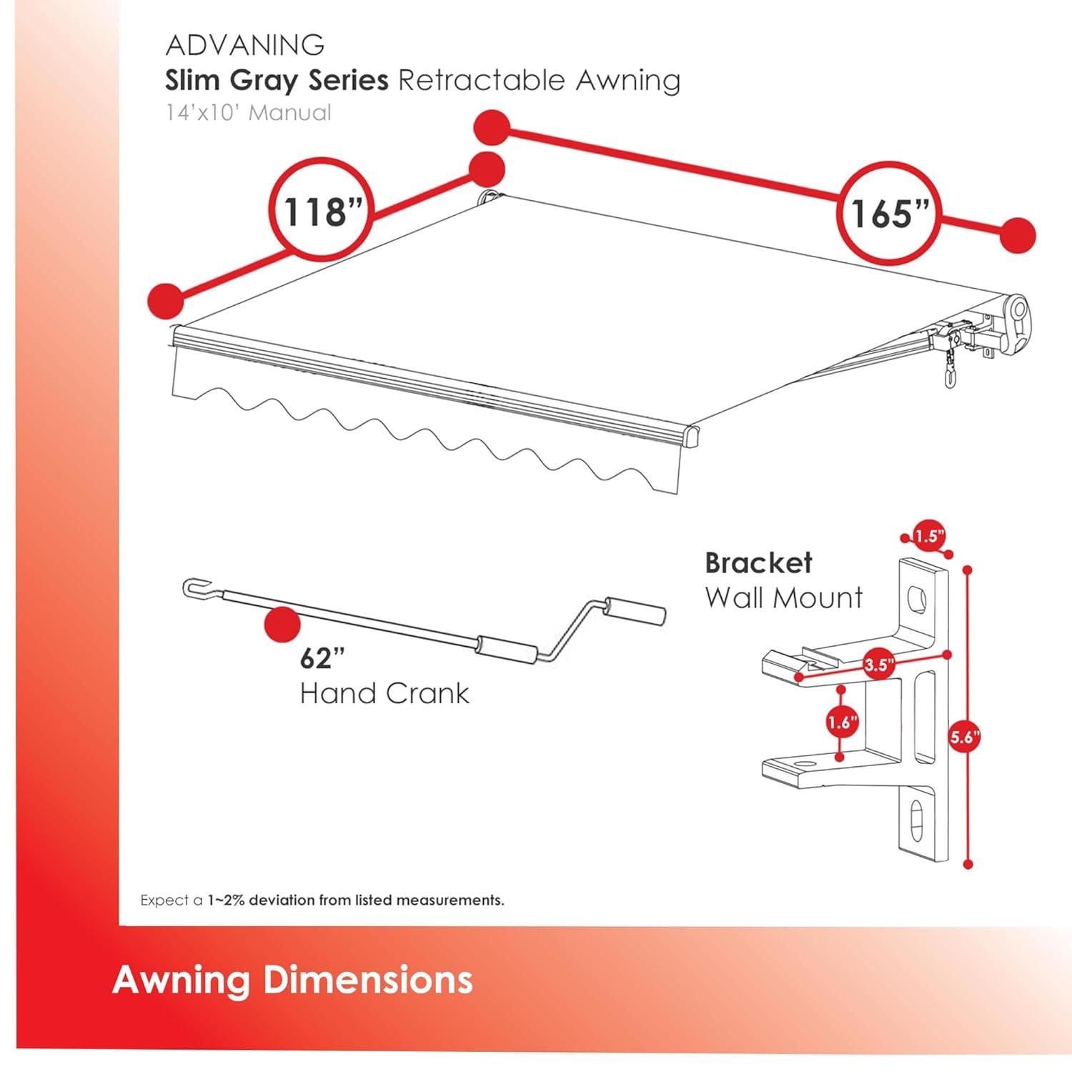 Advaning 10.5'' D Metal Cover Retractable Patio Awning