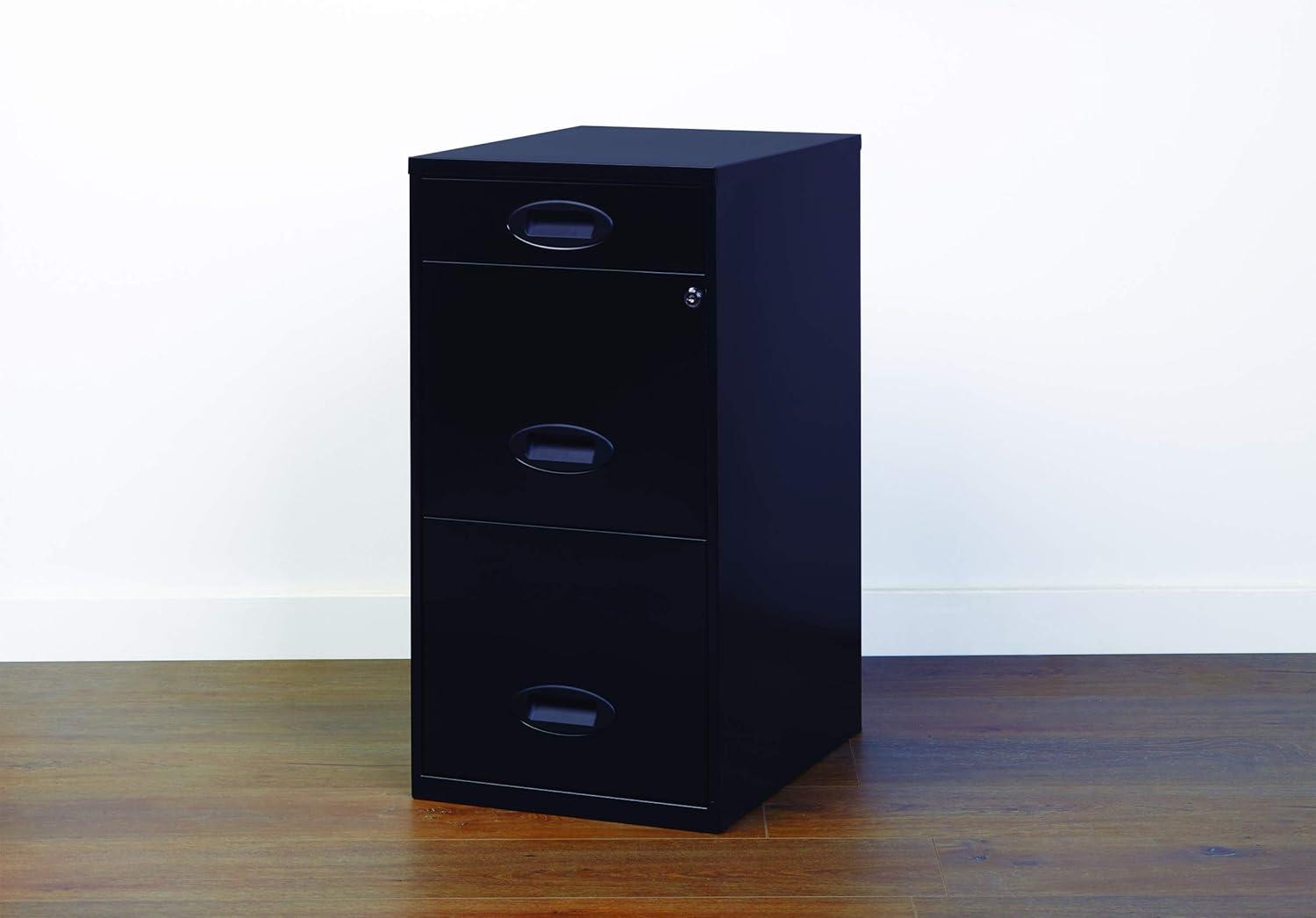 Space Solutions 3 Drawer Letter Width Vertical File Cabinet with Pencil Drawer, Black