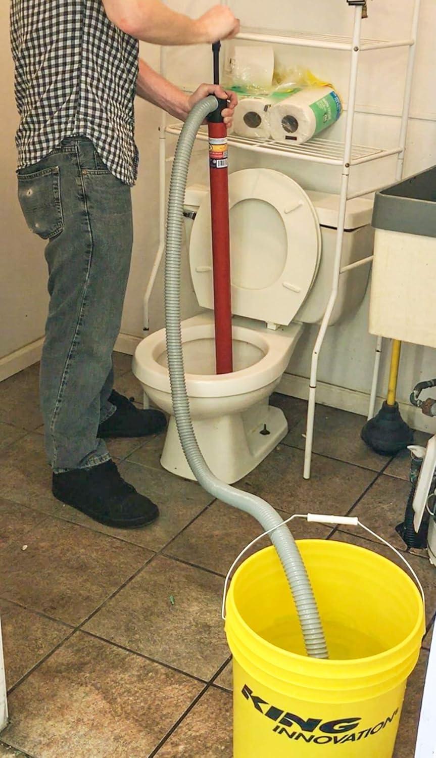 Red 36" x 72" Plastic Hand Pump Siphon with Flexible Hose