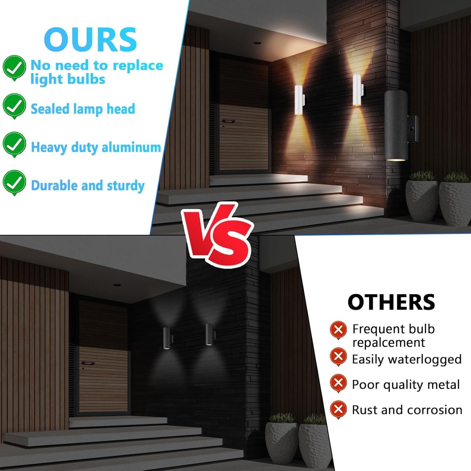 Outdoor Wall Light Fixtures: Cylinder Outdoor Wall Sconce Light - Aluminum Modern Exterior Wall Llights for Porch