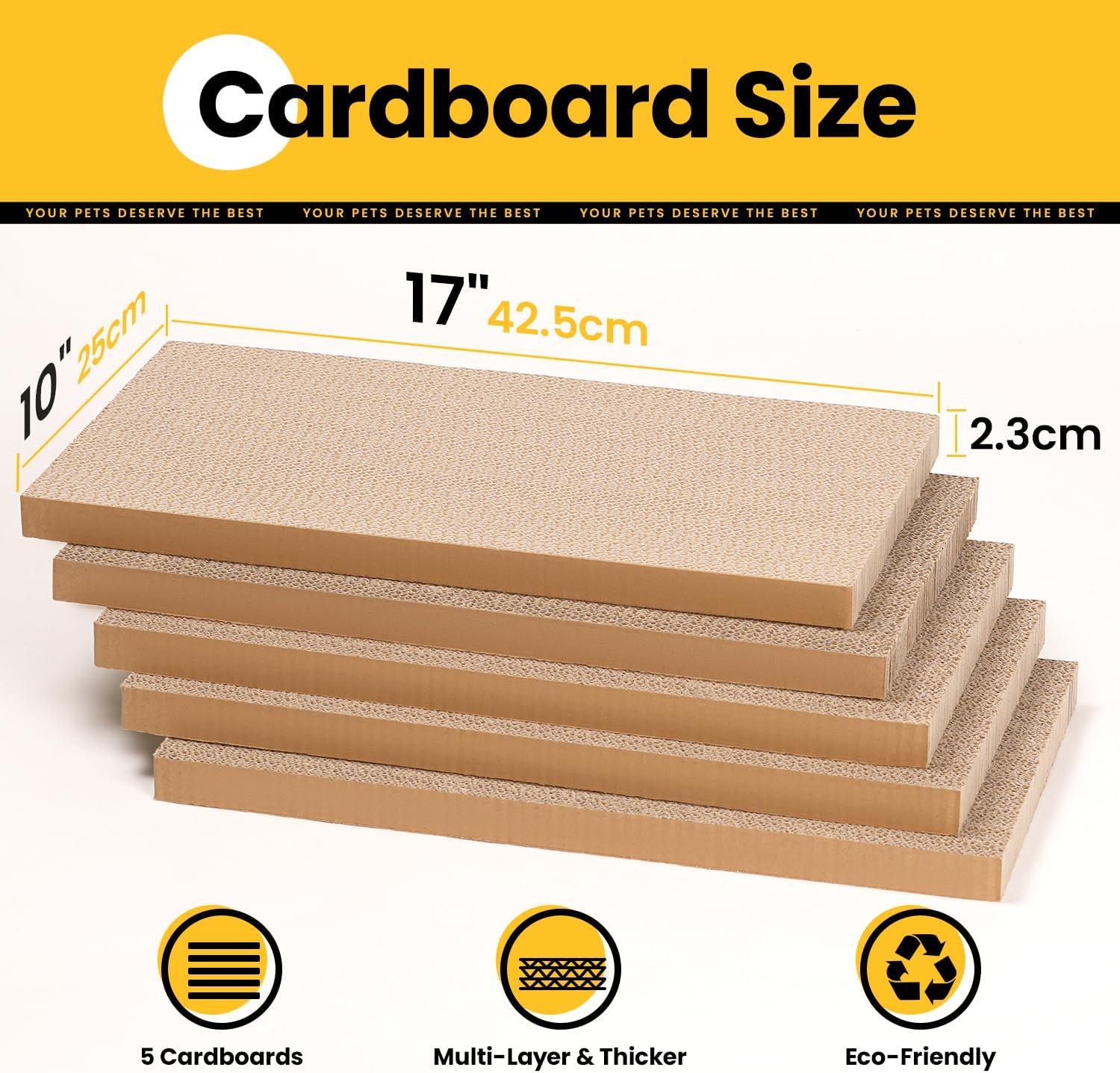 Conlun Cat Scratcher Cardboards with Box, 5-Pack Replacement Reversible Cat Scratcher Pad, Large