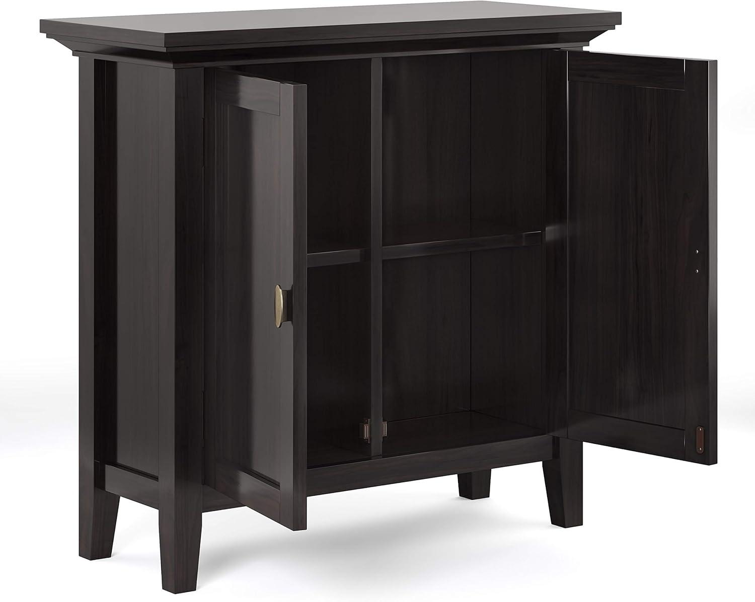 Simpli Home Redmond Wood 32" Transitional Low Cabinet in Hickory Brown