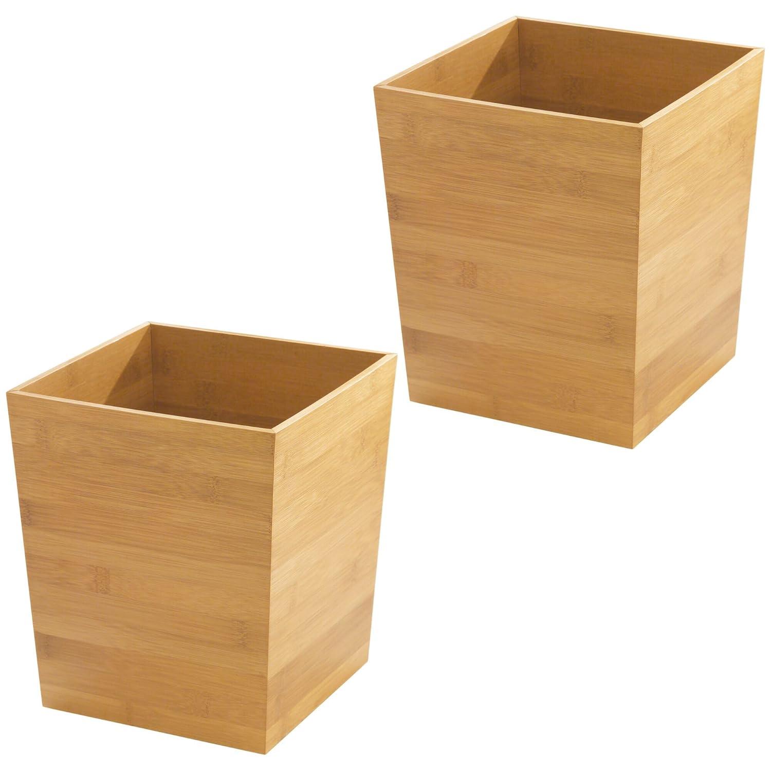 iDesign iDesign Set of 2 Small Bamboo Bathroom Trash Can - Natural (Set of 2)