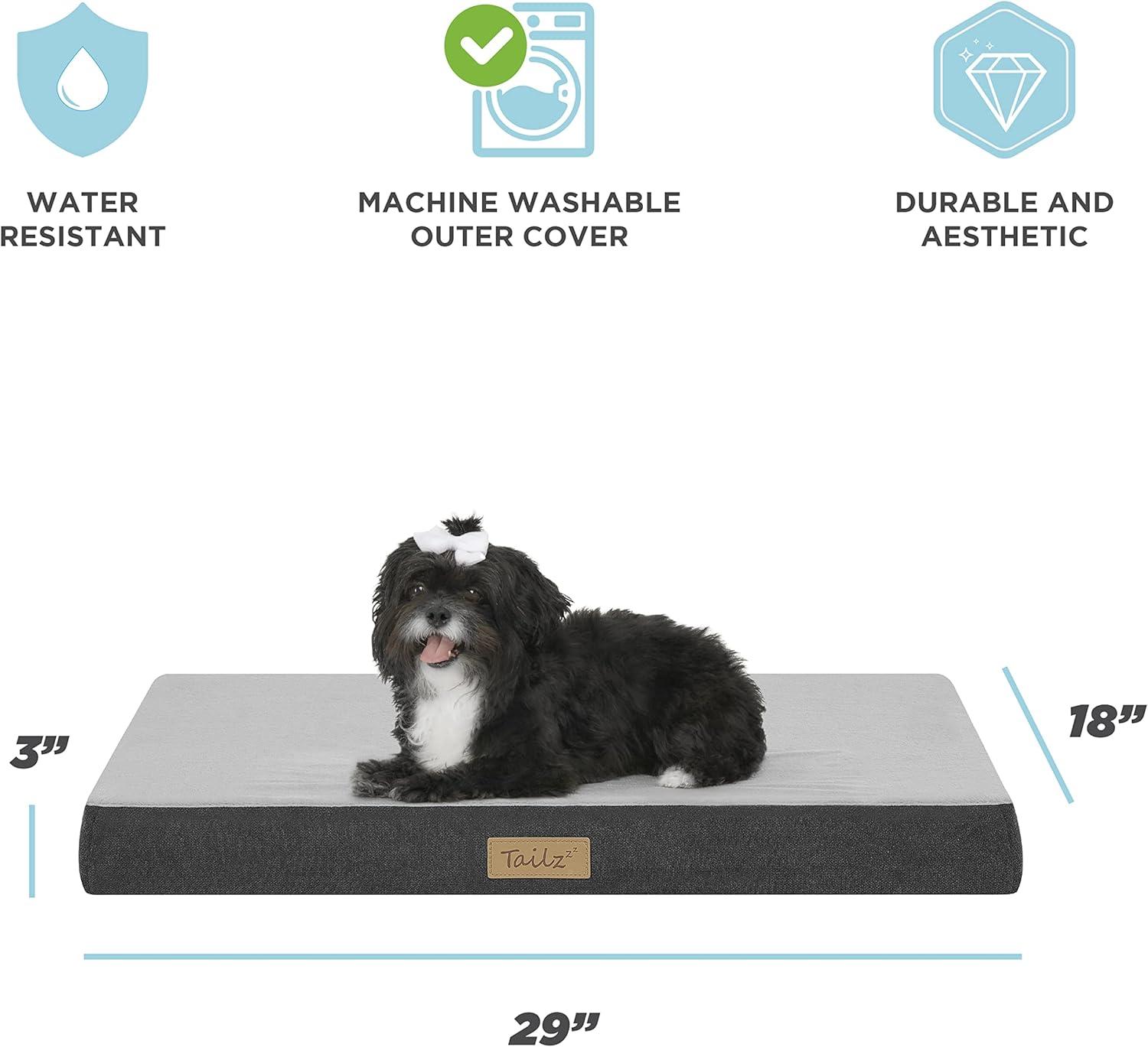 Ash Grey Medium Orthopedic Elevated Chew Resistant Pet Mattress