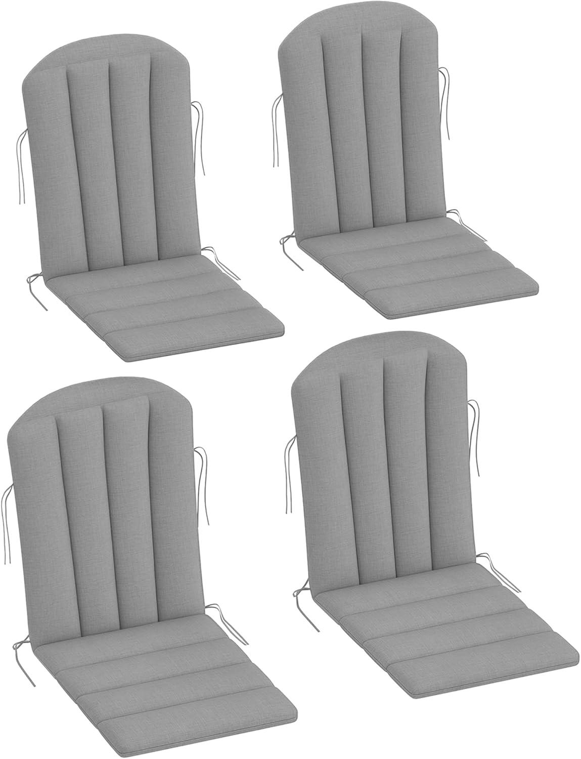 Outsunny Set of 4 Adirondack Chair Cushion, High Back Outdoor Chair Cushions with Ties, Gray