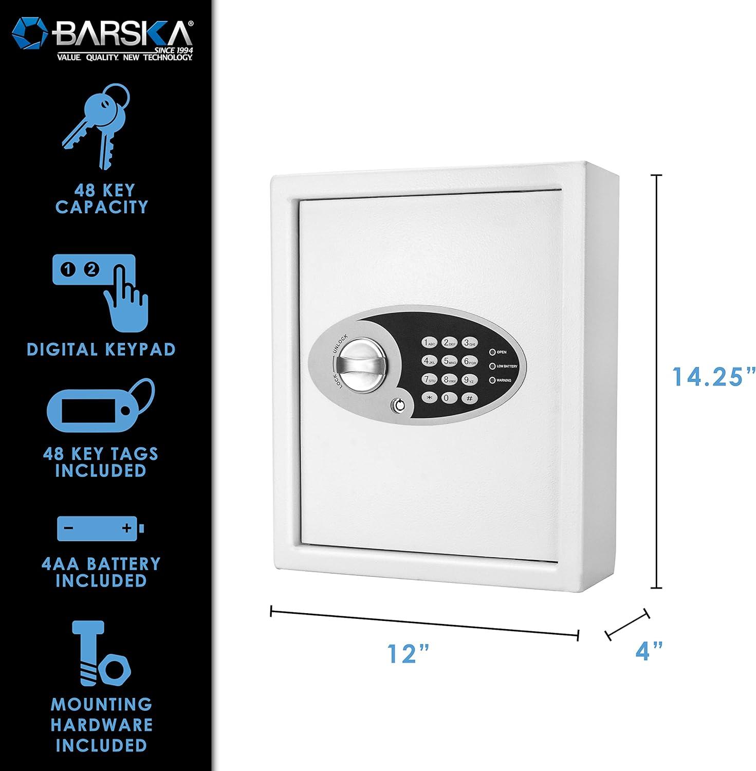 White Steel Digital Wall Mount Key Cabinet with 48 Hooks