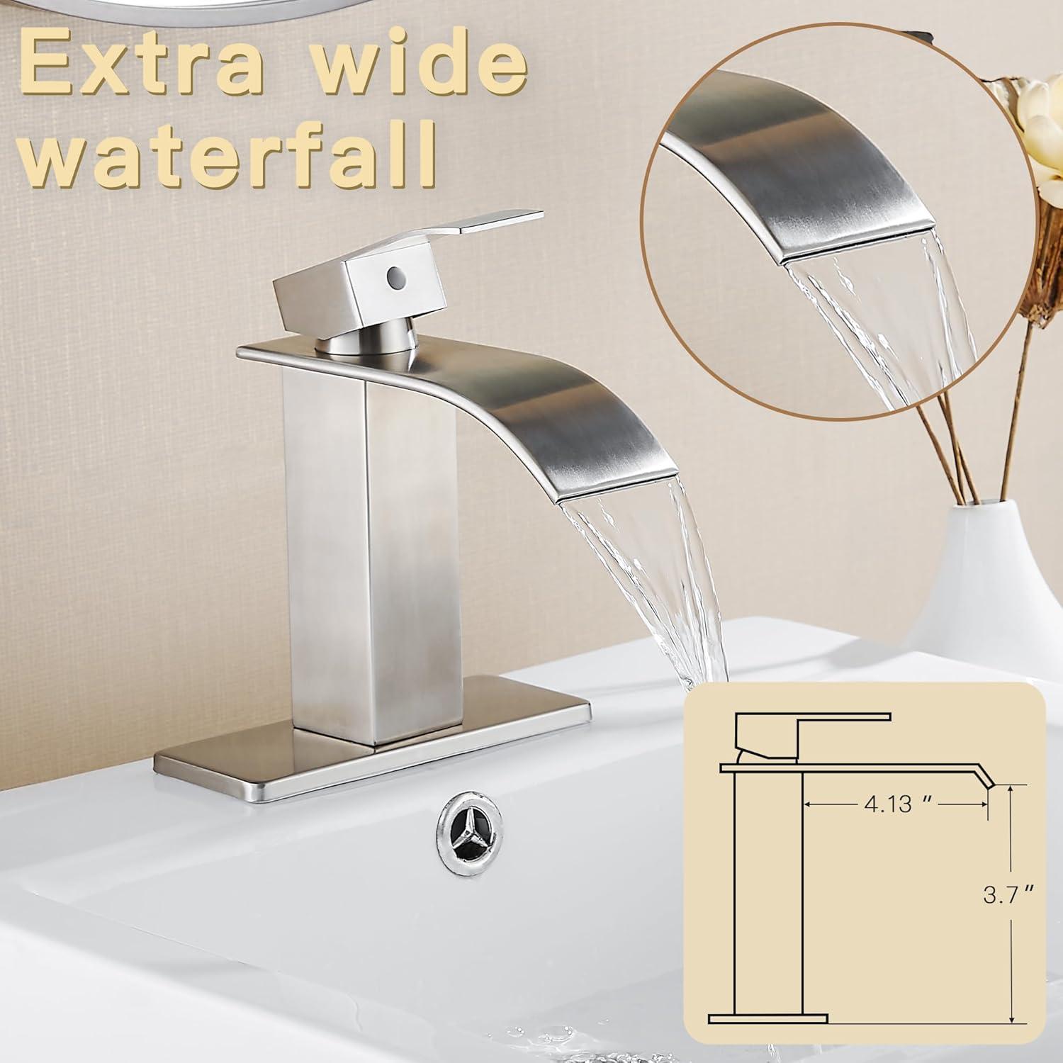 Waterfall Bathroom Faucet,Single Handle 1 Or 3 Hole Bathroom...