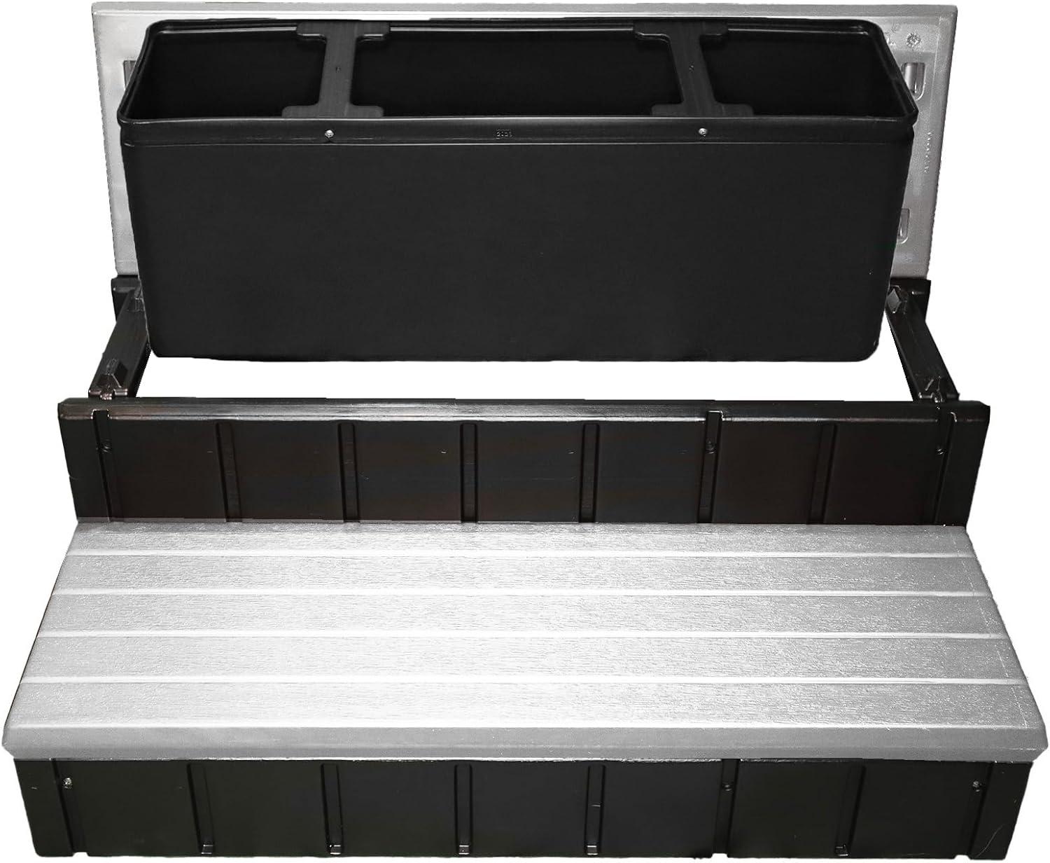 Gray and Black Resin Spa Storage Step with 300lb Capacity