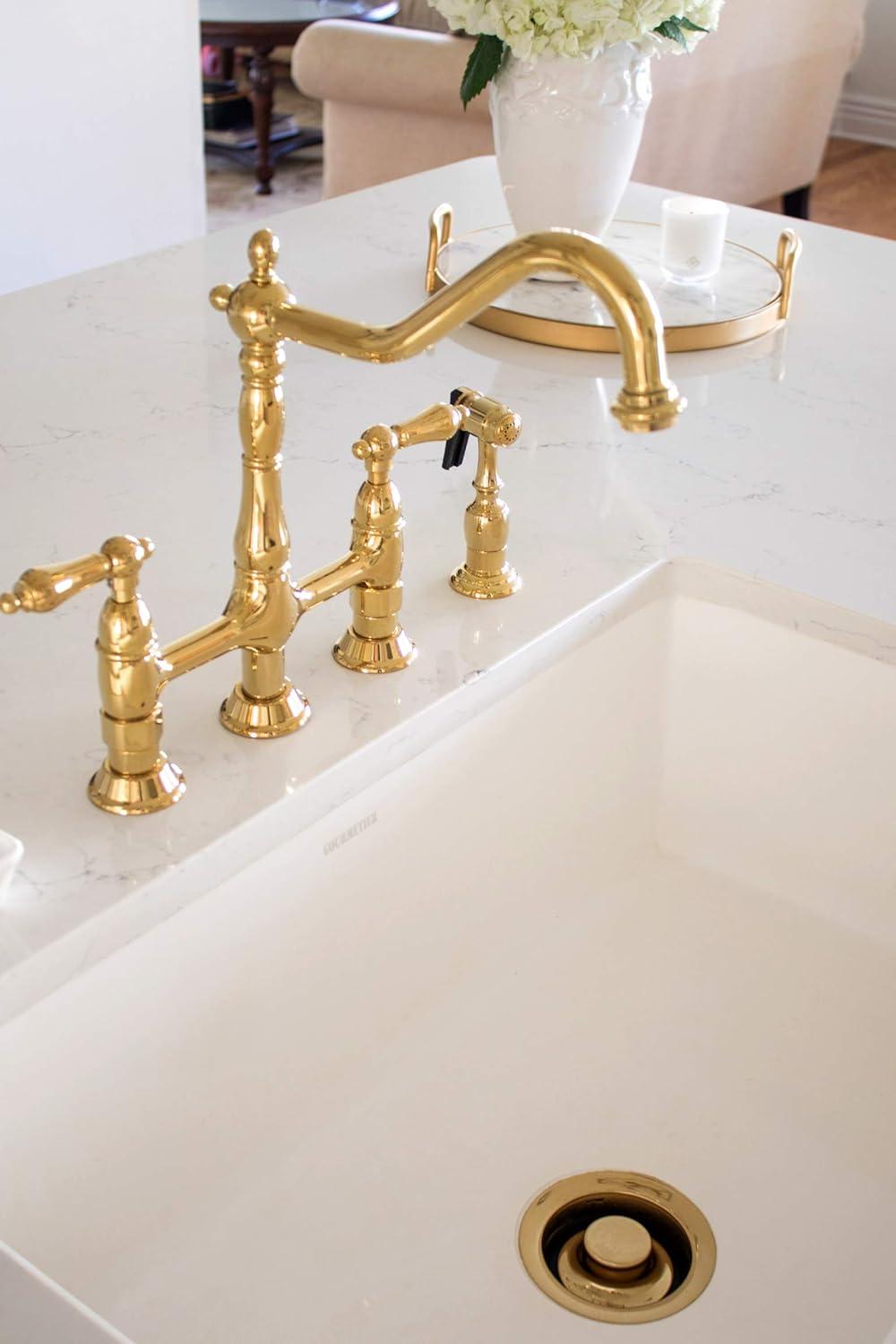 Kingston Brass GKFA301810BC Arctic Stone Solid Surface White Apron Front Farmhouse Single Bowl Kitchen Sink, 30" (L) X 18" (W) X 9-9/16 (D), Matte White