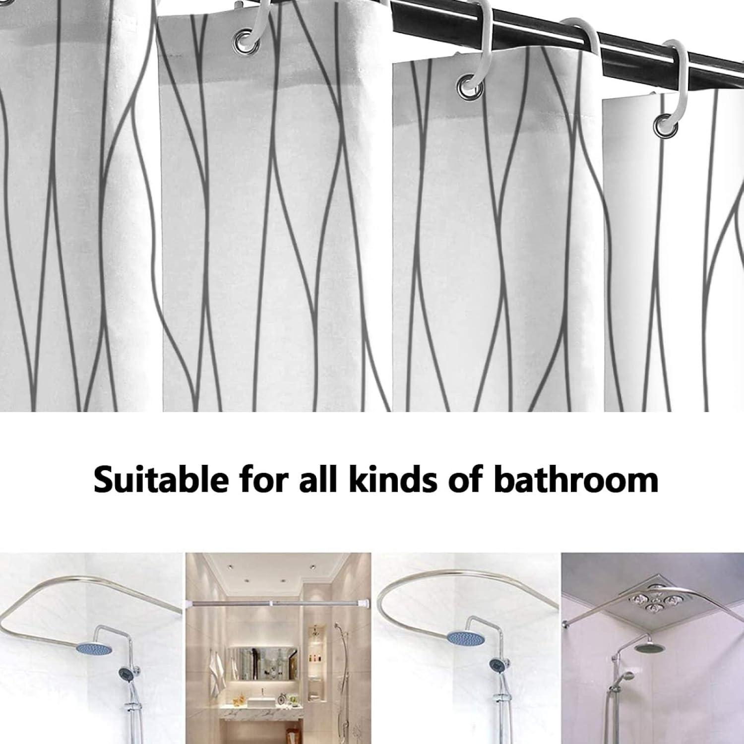Black and White Fabric Shower Curtain for Bathroom with 12 Hooks, Nature Forest Tree Mountain Bath Shower Curtain Set for Hotel Home Men Women - 72 x 72 Inch