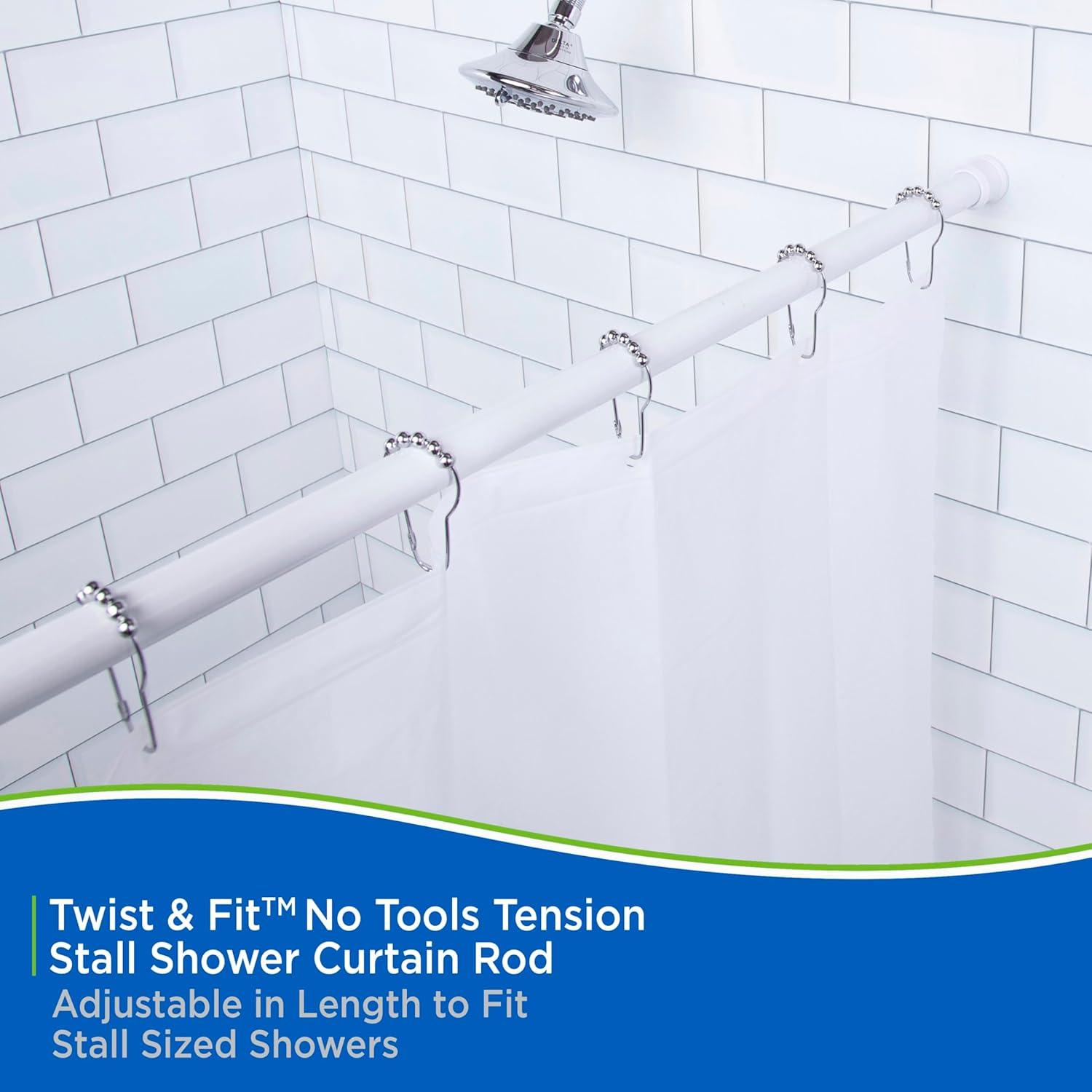Kenney Twist & Fit Kenney Twist & Fit 24-40 Inch Adjustable Straight Stall Tension Shower Curtain Rod