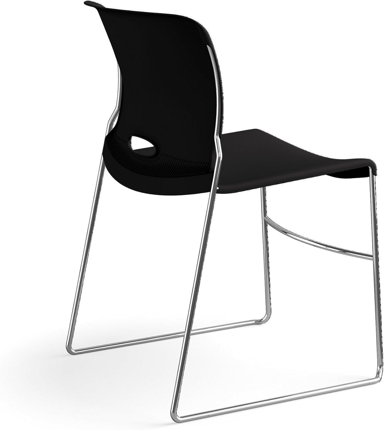 Onyx Armless Metal Stacking Chair with Lumbar Support